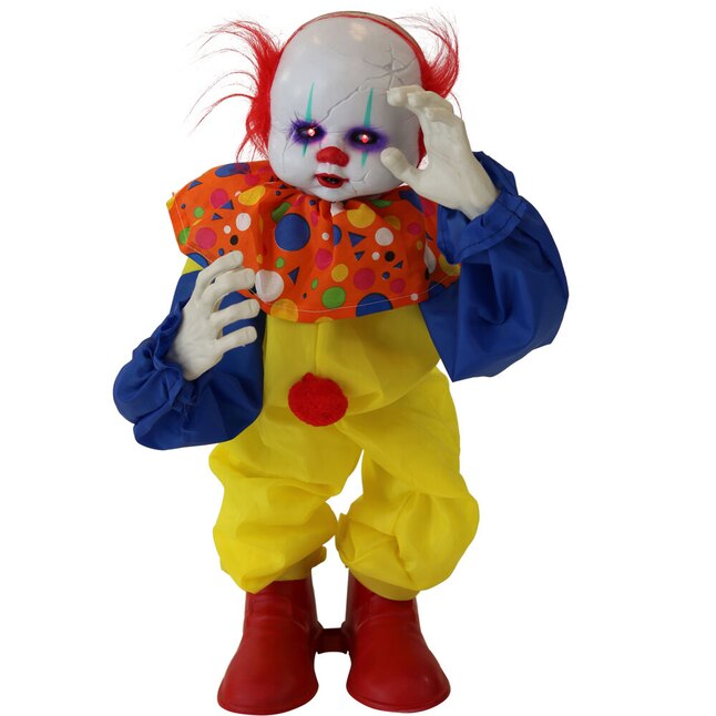 Haunted Hill Farm 24-in Lighted Animatronic Clown Free Standing ...