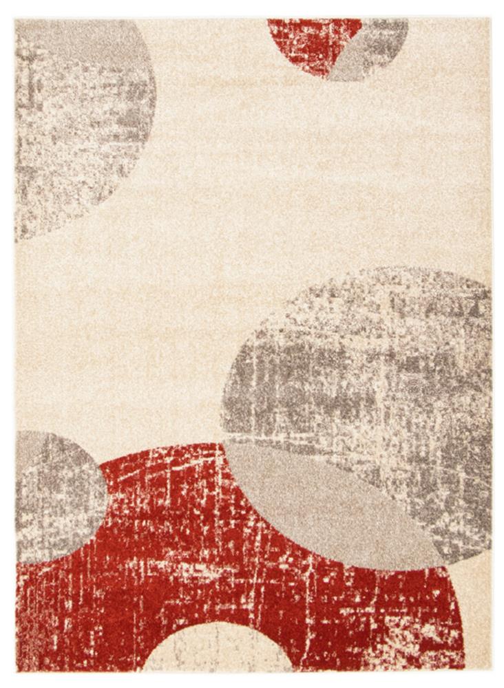 ECARPETGALLERY 345678 Bellagio 7 x 9 (ft) Loomed Polypropylene Ivory/Red Rectangular Indoor Abstract Mid-Century Modern Area rug