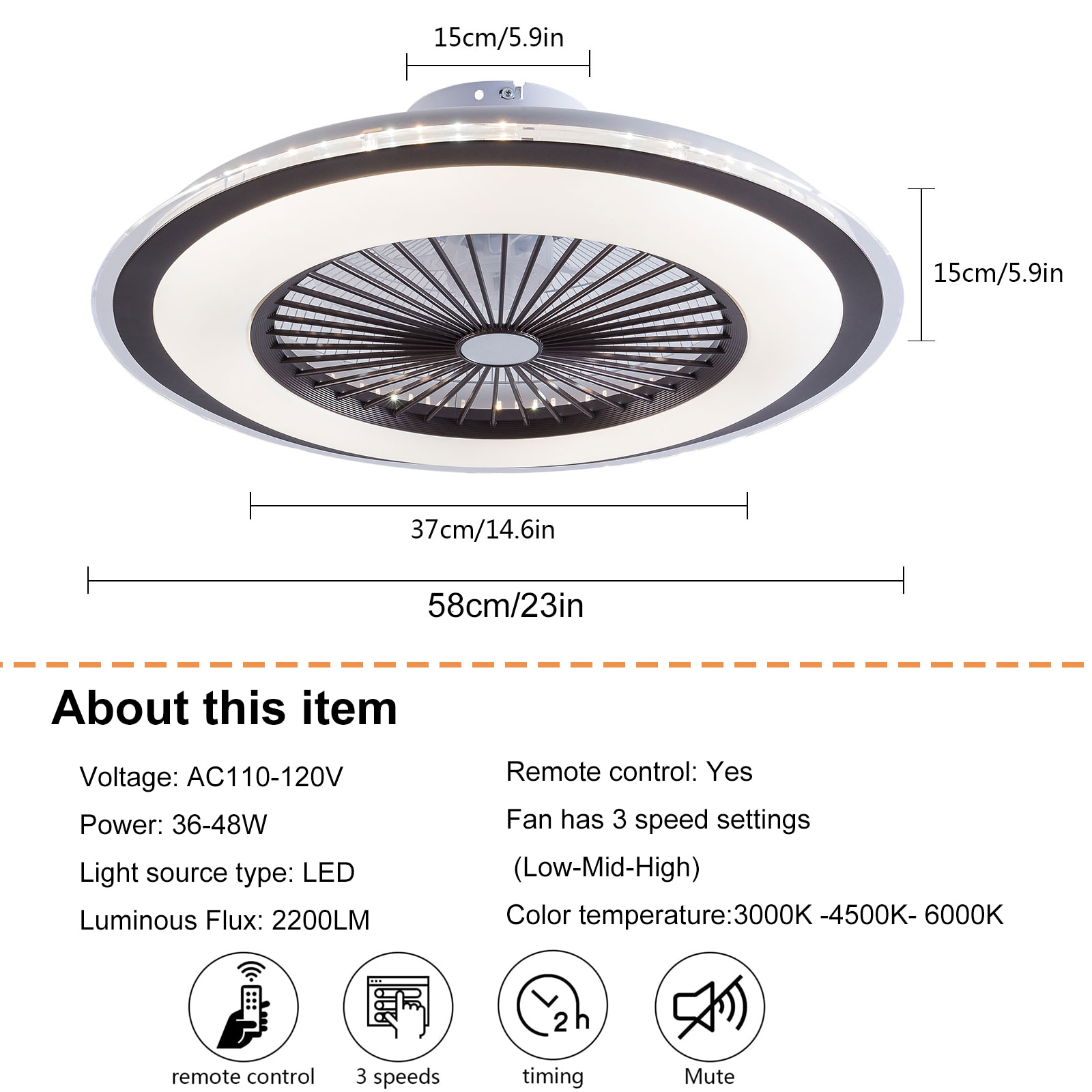 Oukaning HG-HCXLST-3002-US-BT Ceiling-Fans - View #7