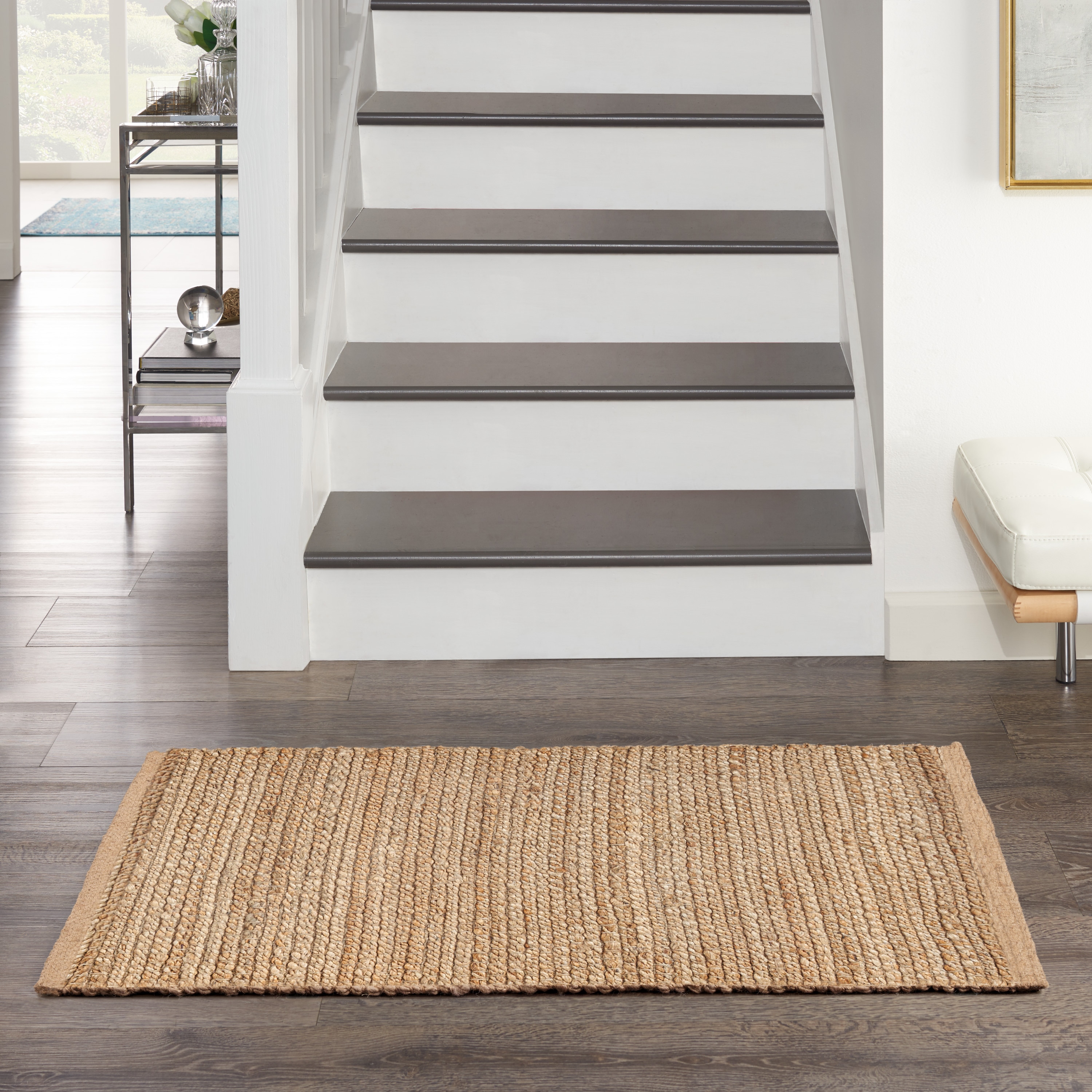 Nourison 099446130747 Natural Jute 2 x 3 (ft) Jute Natural Rectangular Indoor Solid Farmhouse/Cottage Area rug
