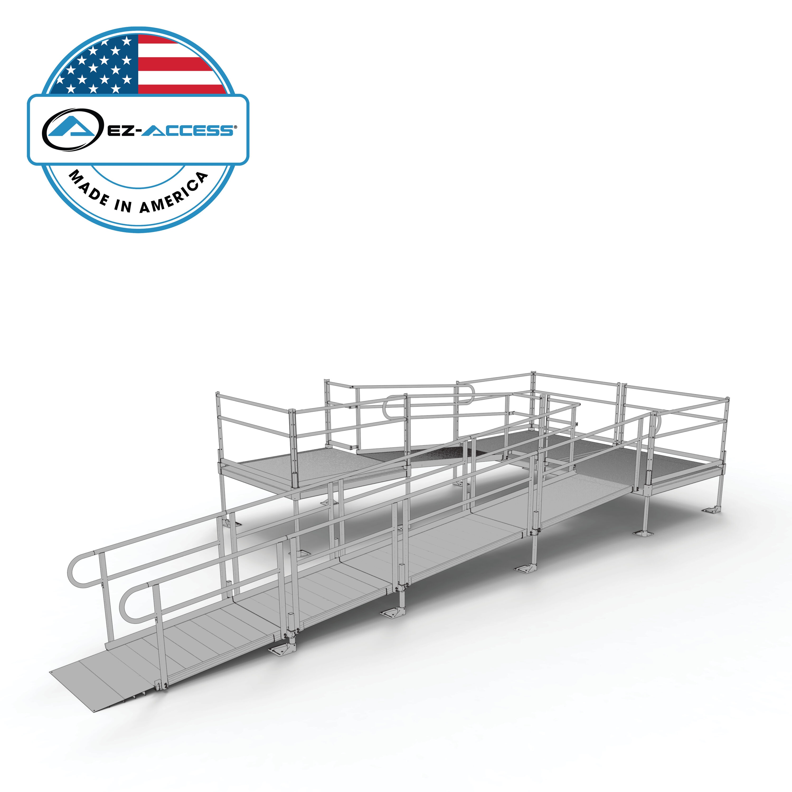EZ-ACCESS PS26U55TTS 26-ft x 148-in Aluminum Modular Entryway Wheelchair Ramp