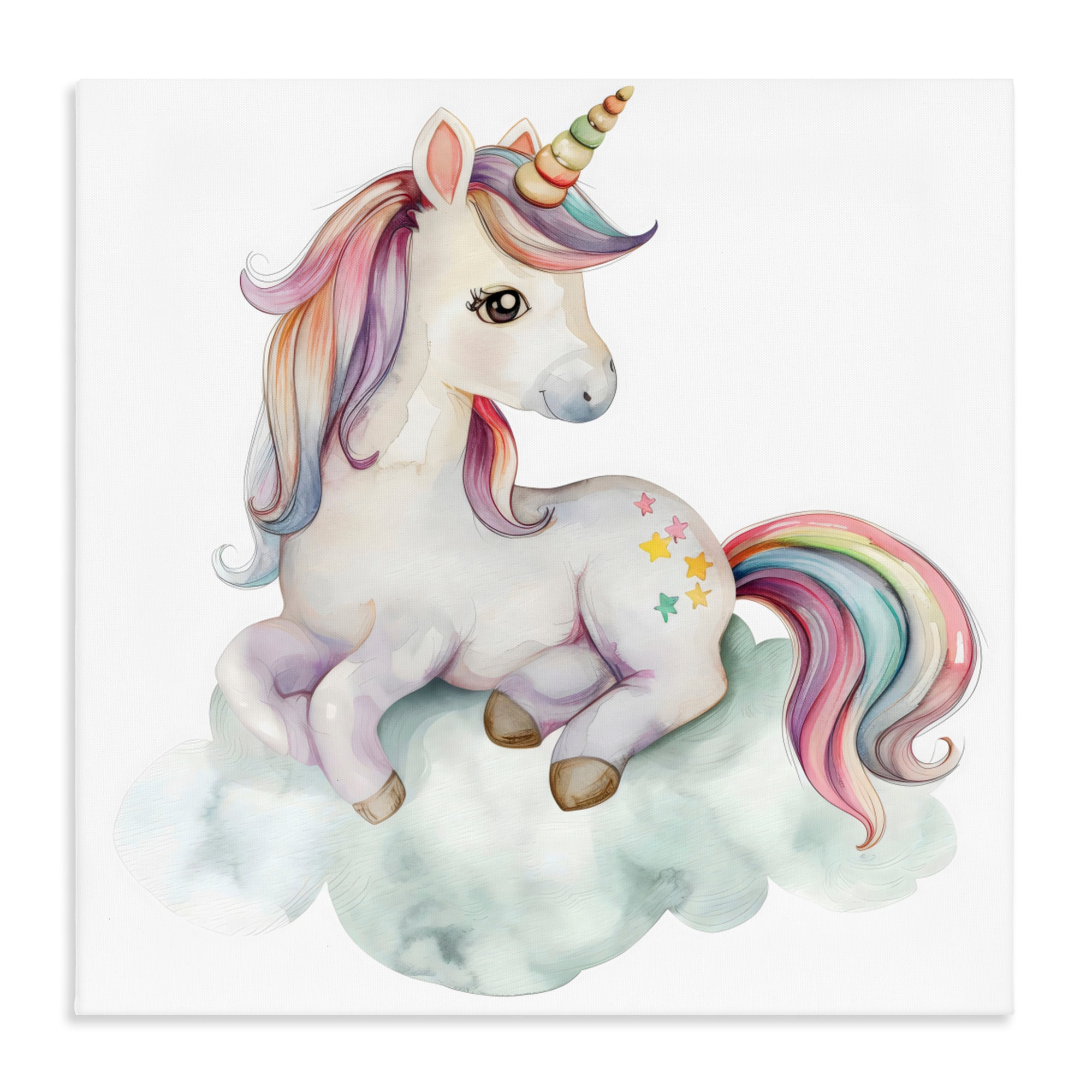 Stupell Industries Rainbow Unicorn on Cloud Canvas Art