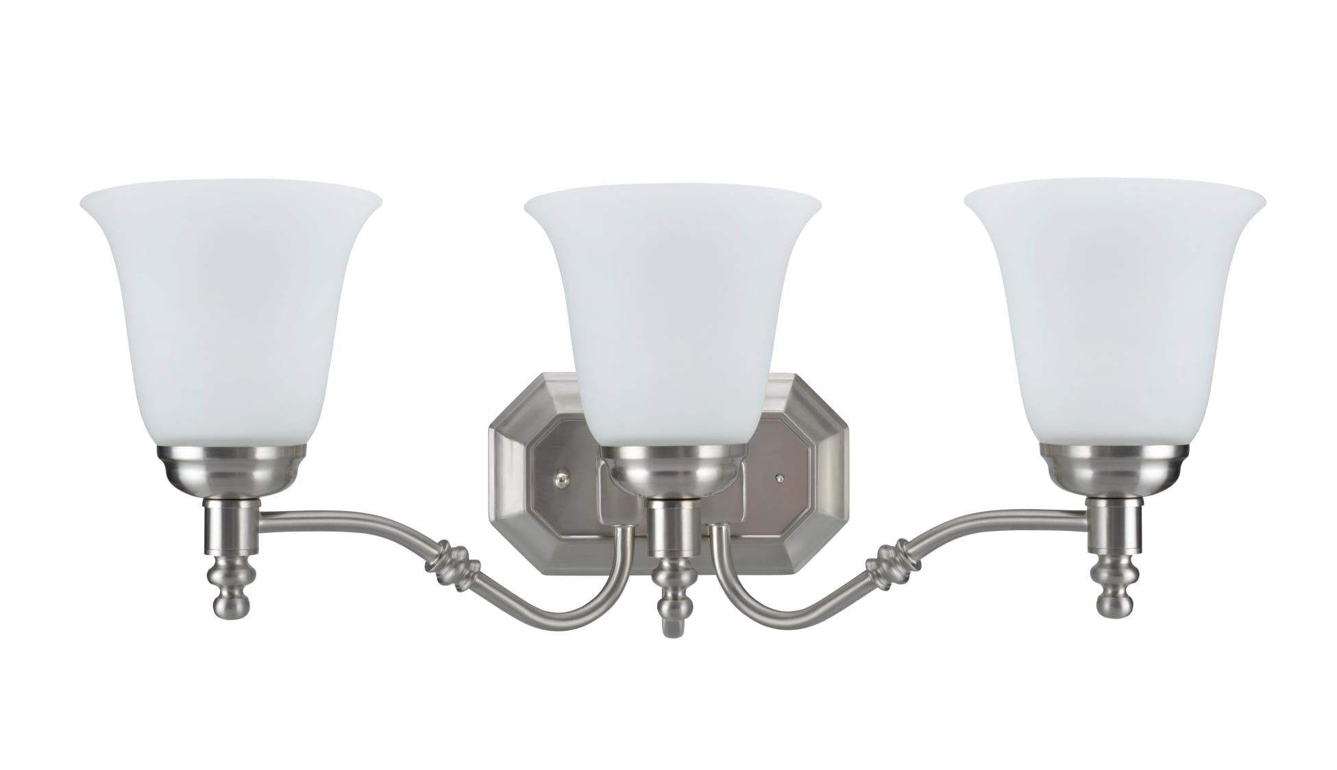 Satin Nickel 3-Light Vanity Fixture with Frosted Glass Shades