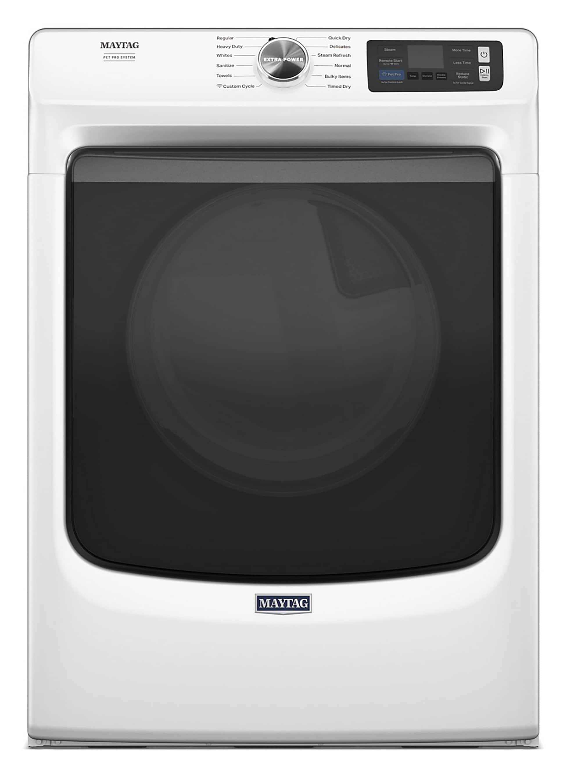 Maytag MED7020RW Pet Pro 7.4-cu ft Stackable Steam Cycle Vented Electric Dryer ( White ) Energy Star Certified