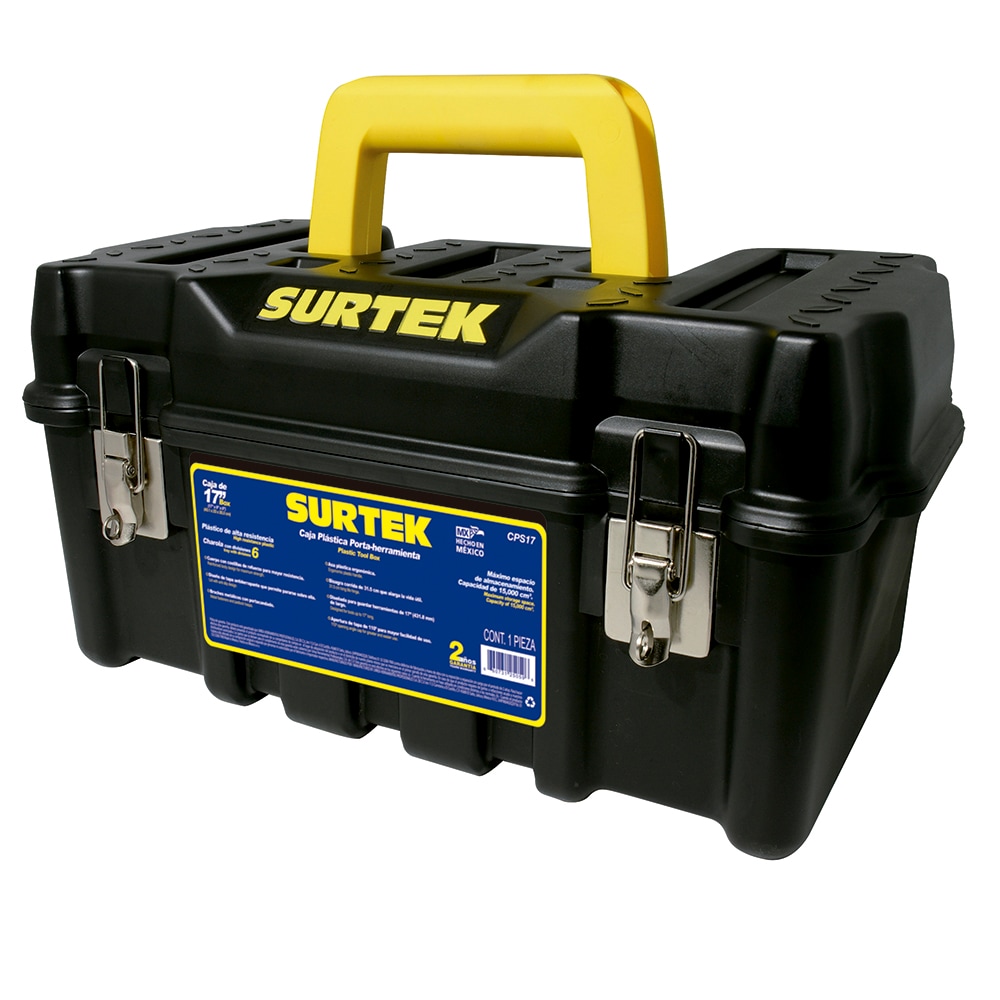 SURTEK 17-in Black Plastic Toolbox With Metal Latches - Small Size