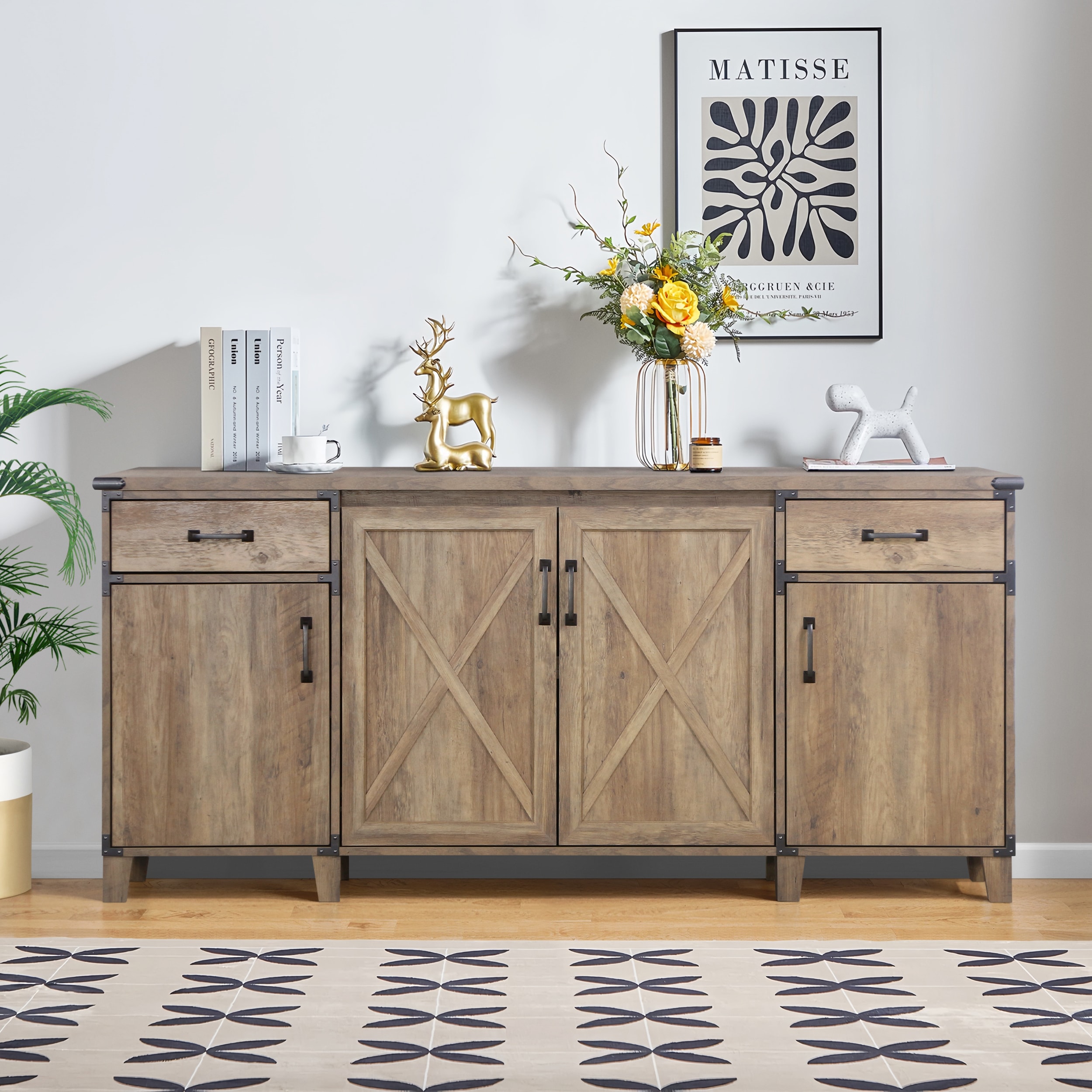 Saint Birch SBOF4801CFRO Oxford Rustic Oak 2 -Drawer 64.7-in File Cabinet