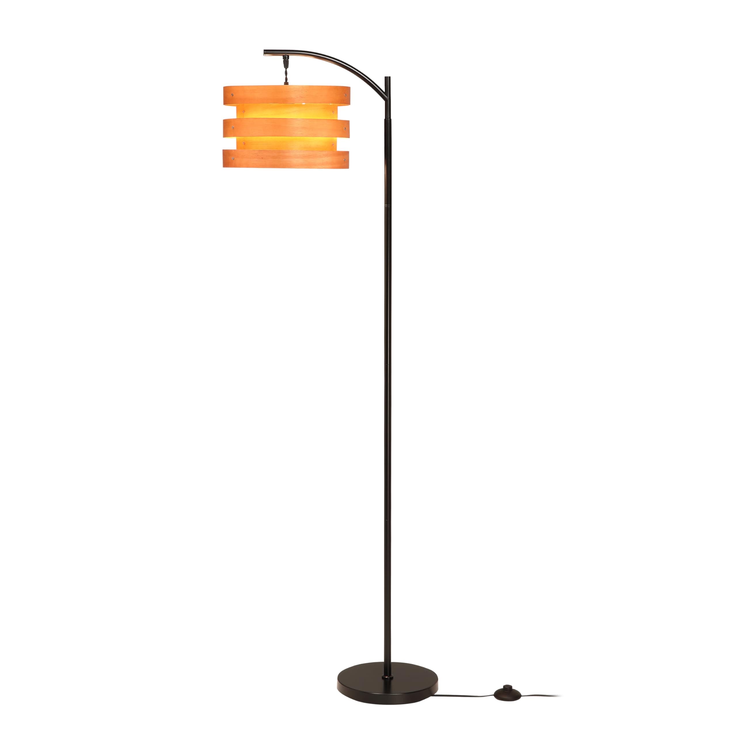 IJBUHV Wooden Floor Lamp Mid Century Modern Layered Wood Shade Tall ...