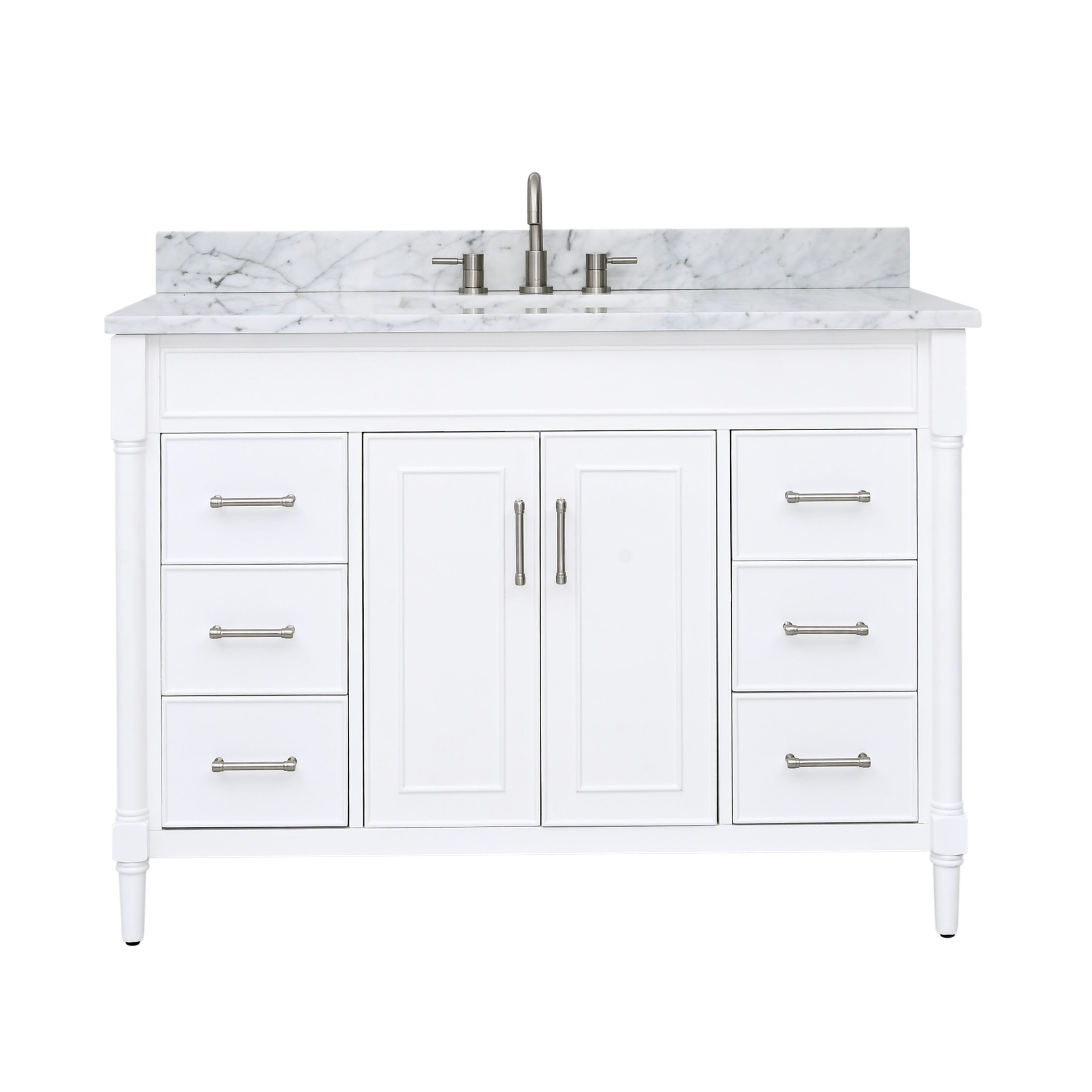 Avanity BRISTOL-VS49-WT-C 49-in White Undermount Single Sink Bathroom Vanity with Carrara White Marble Top