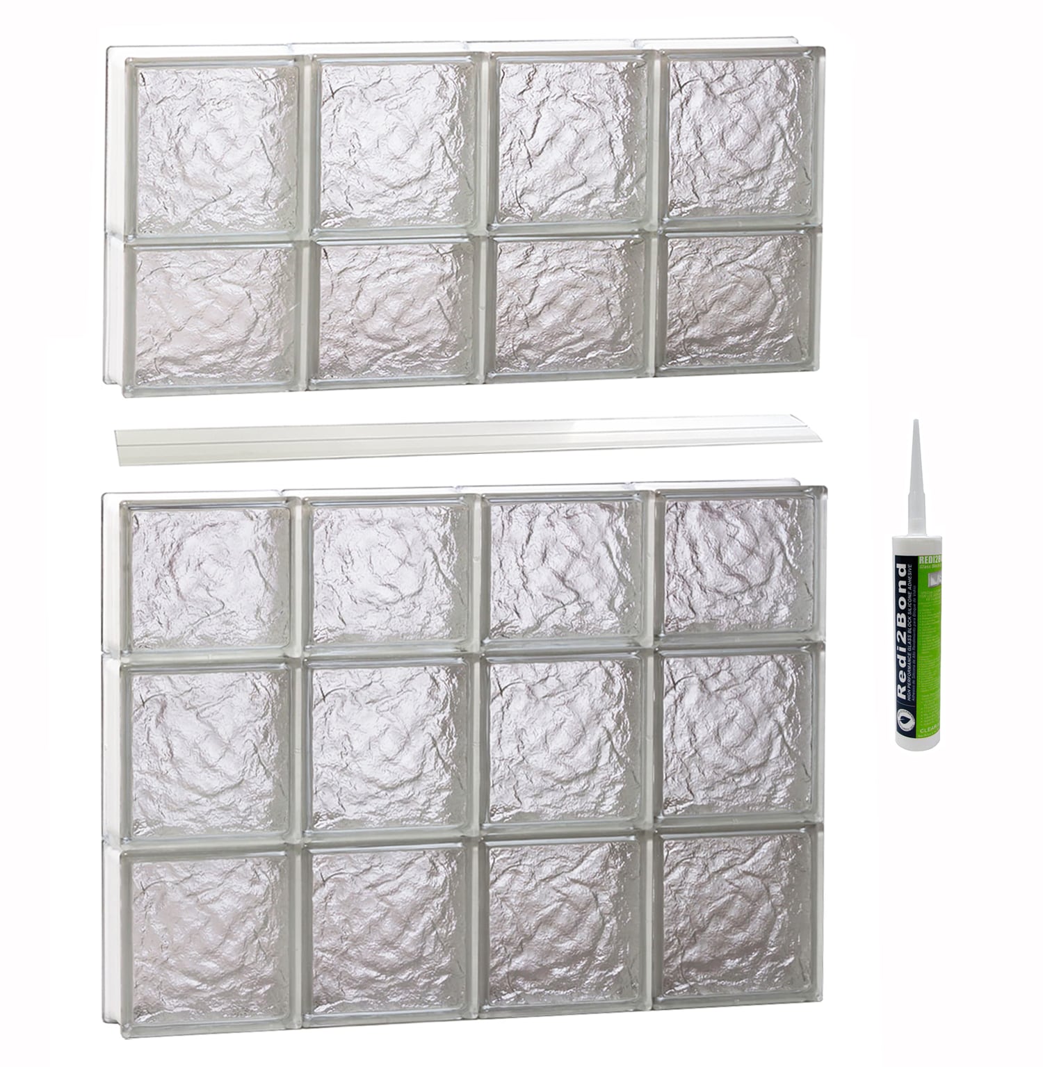 REDI2SET S3236IS Ice Glass 31-in x 34-3/4-in Frameless Replacement Glass Block Window