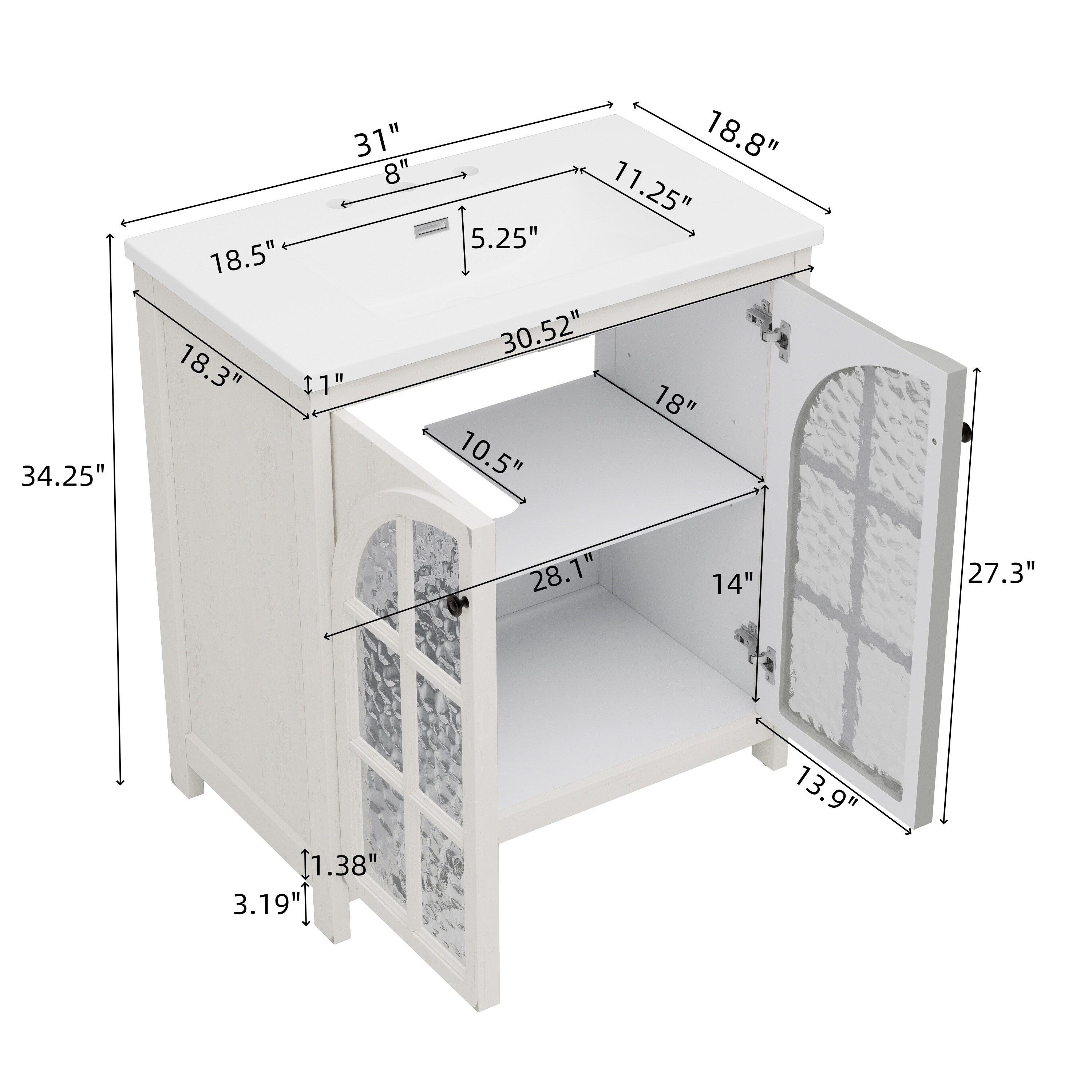 WELLFOR FL36MCL-WT Bath-Vanity-Combo - View #8