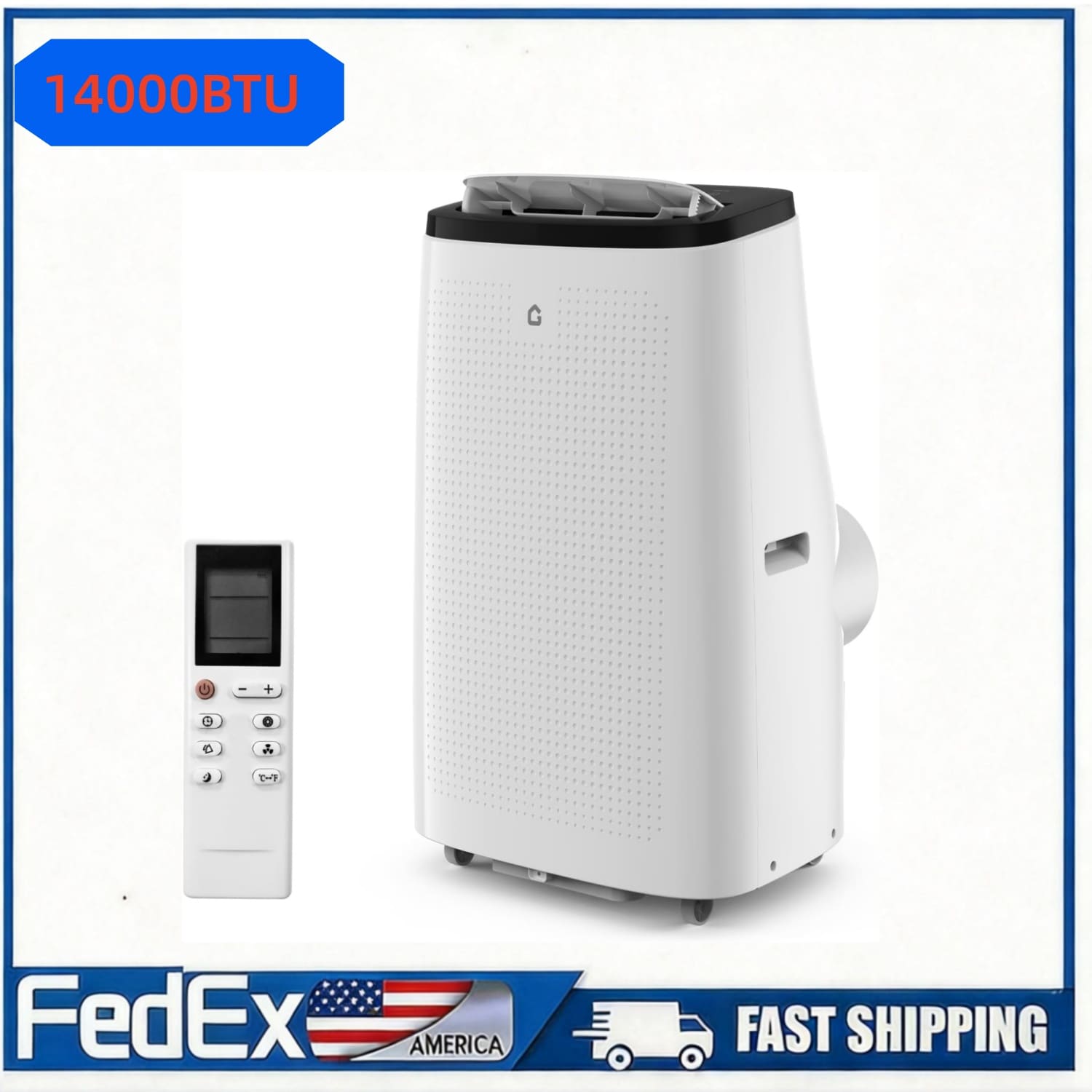 WhizMax 14000 BTU Portable Air Conditioner 3-in-1 Cooling Dehumidifier and Fan Energy Efficient Quiet Operation Cools Rooms Up to 750 Sq Ft Easy Roll Casters Remote Control Sleep Mode 24H Timer Window Kit Included