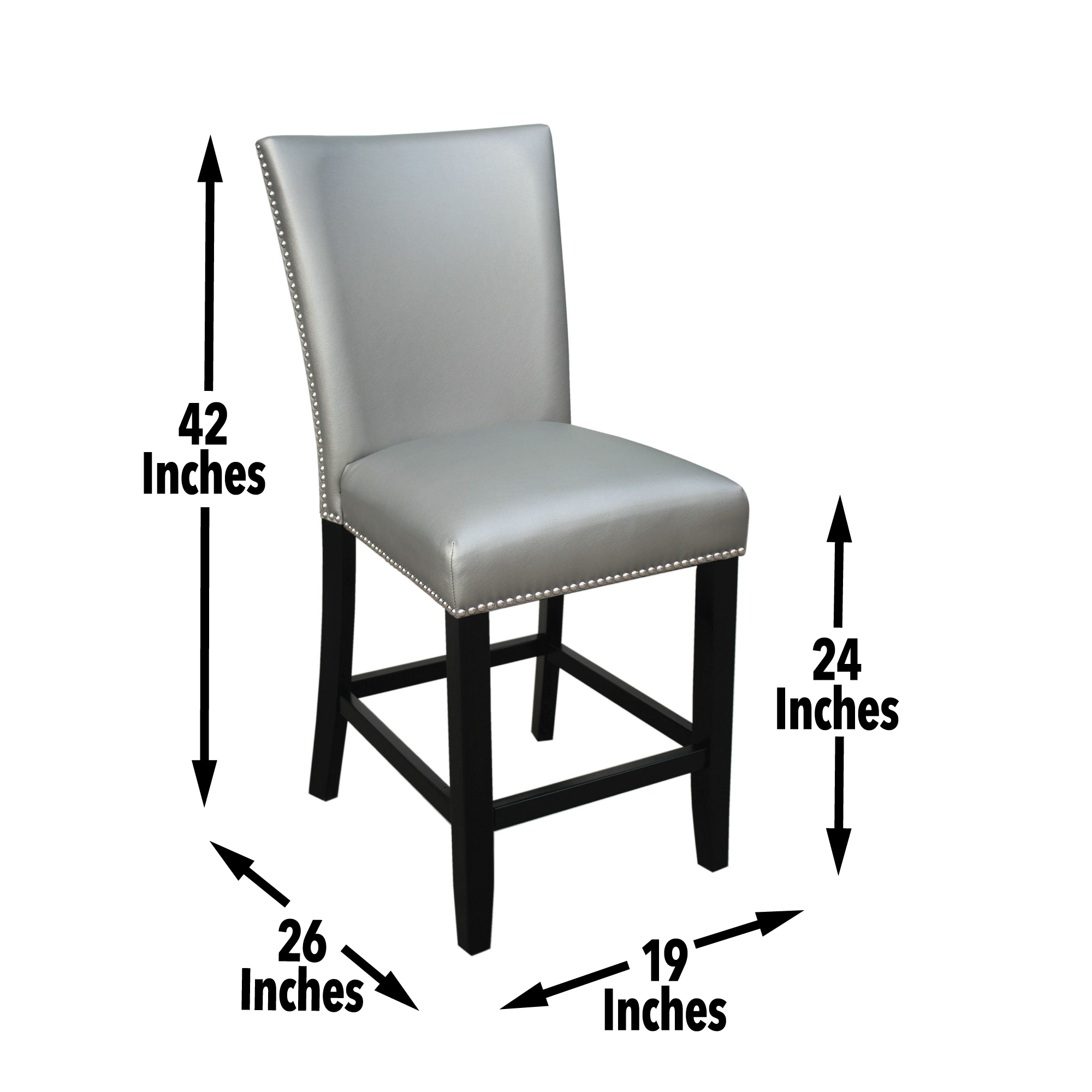 Camila Silver Faux Leather Upholstered Counter Chairs with Wood Frame - Set of 2