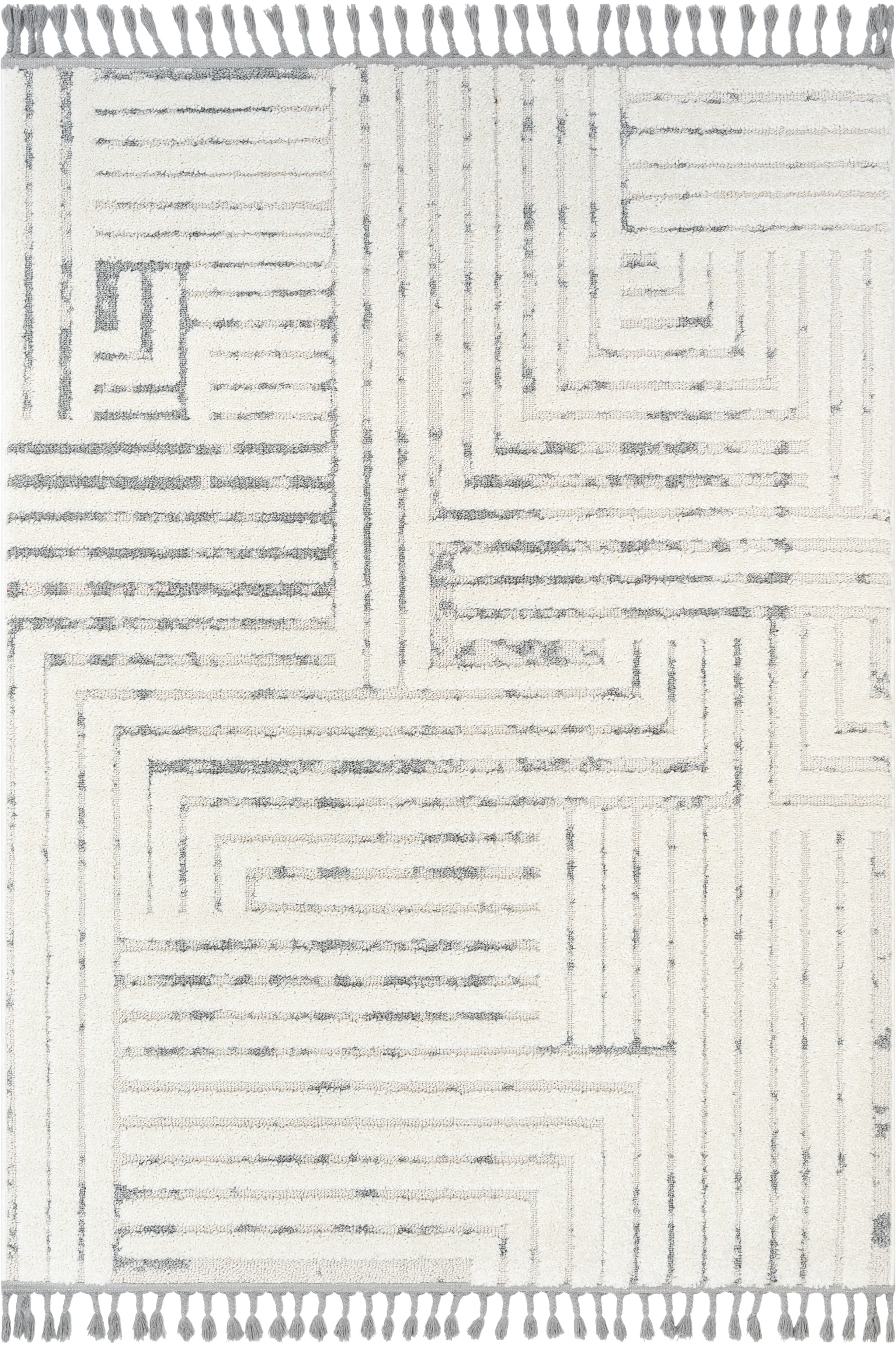 Salem Gianna Gray and Cream Geometric High-Low Area Rug