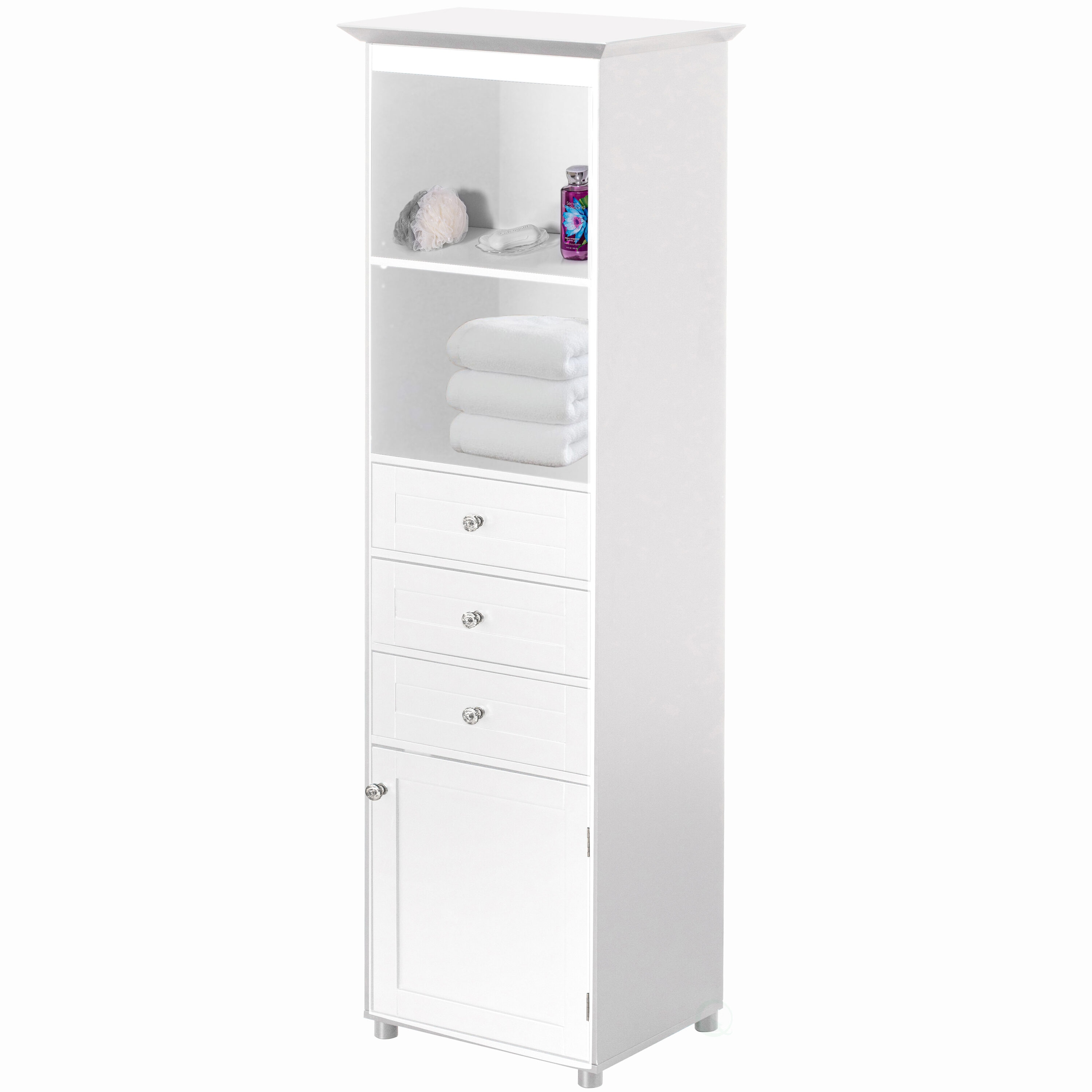 Basicwise QI004611.WT 18.25-in x 60-in x 14.25-in White Freestanding Corner Linen Cabinet