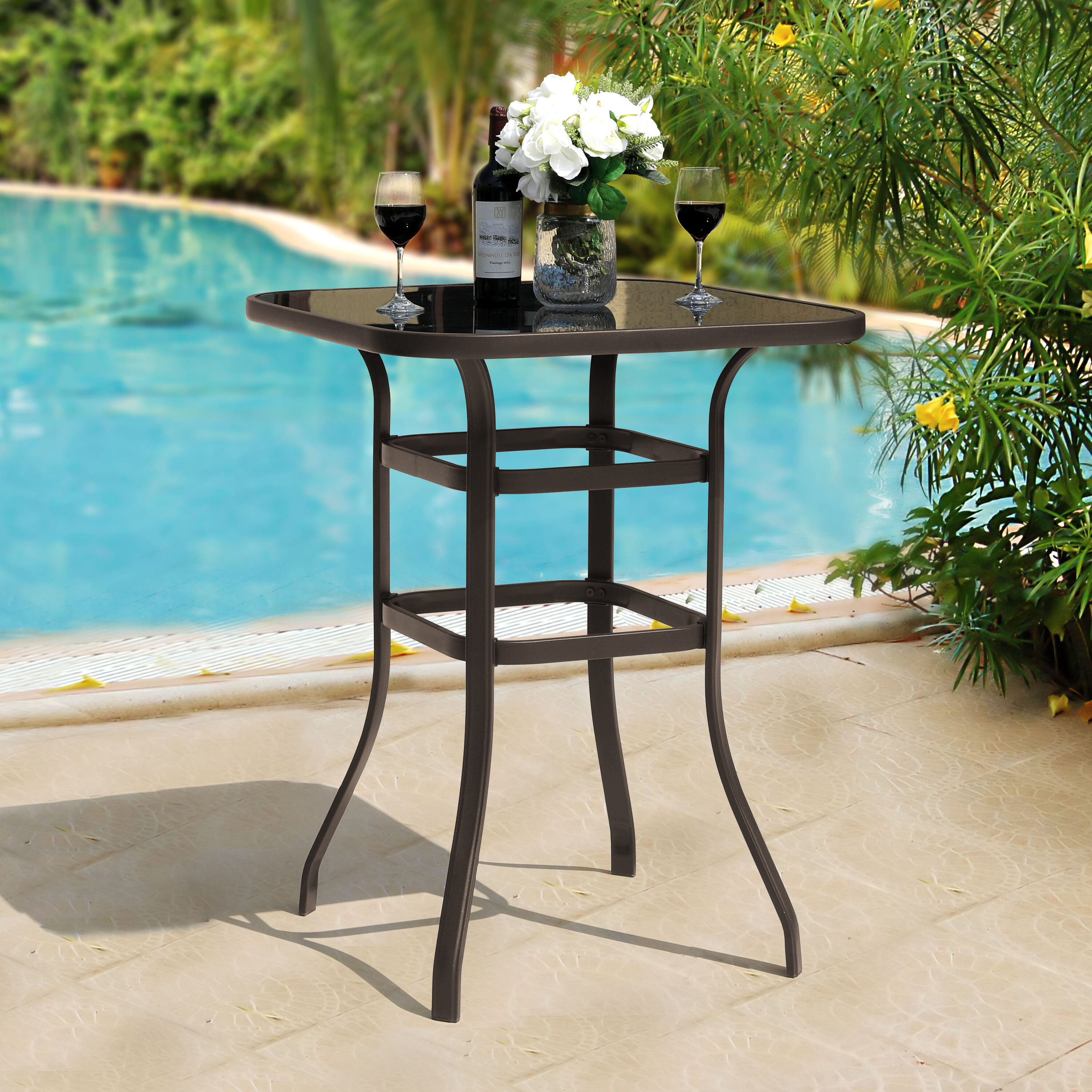 Nuu Garden HB102 Square Outdoor Bar height Table 31.5-in W x 31.5-in L