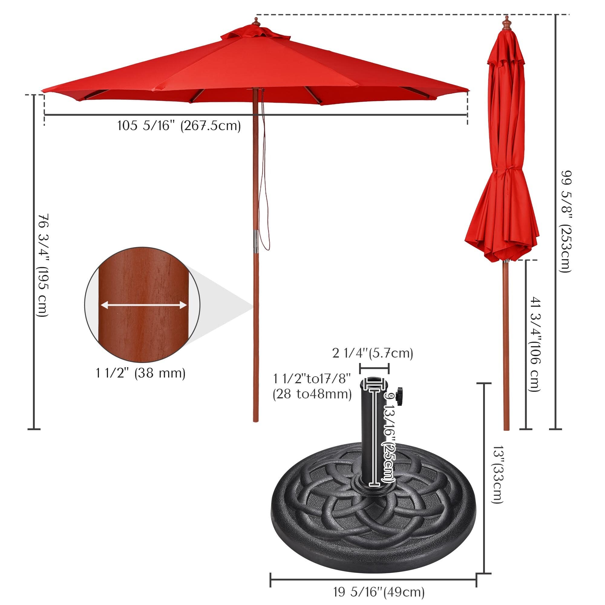 Yescom 07UMBUST004-9W-02-LO Umbrellas-2 - View #3