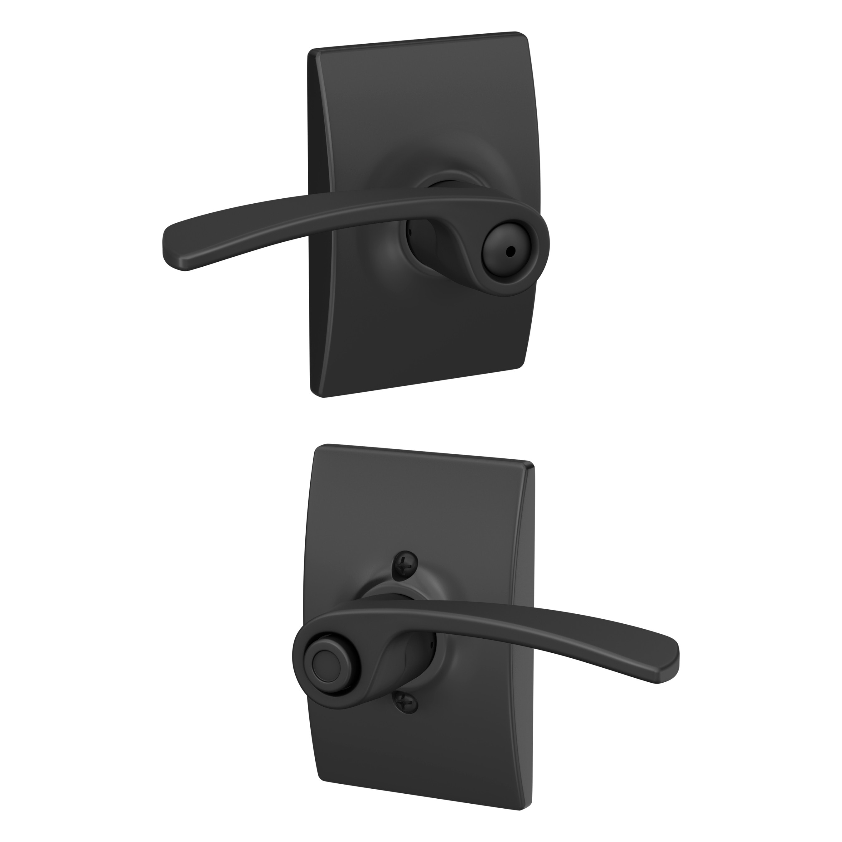 Schlage F40 MER 622 CEN Merano-Century Matte Black Interior Bed/Bath Privacy Door Handle