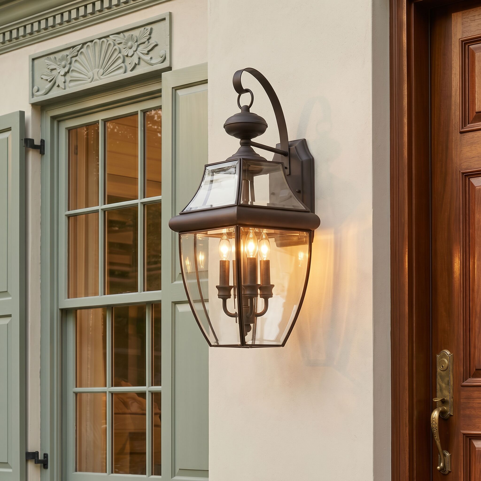 Quoizel Newbury 3 -Light 22.5-in H Bronze Hardwired Outdoor Wall Light