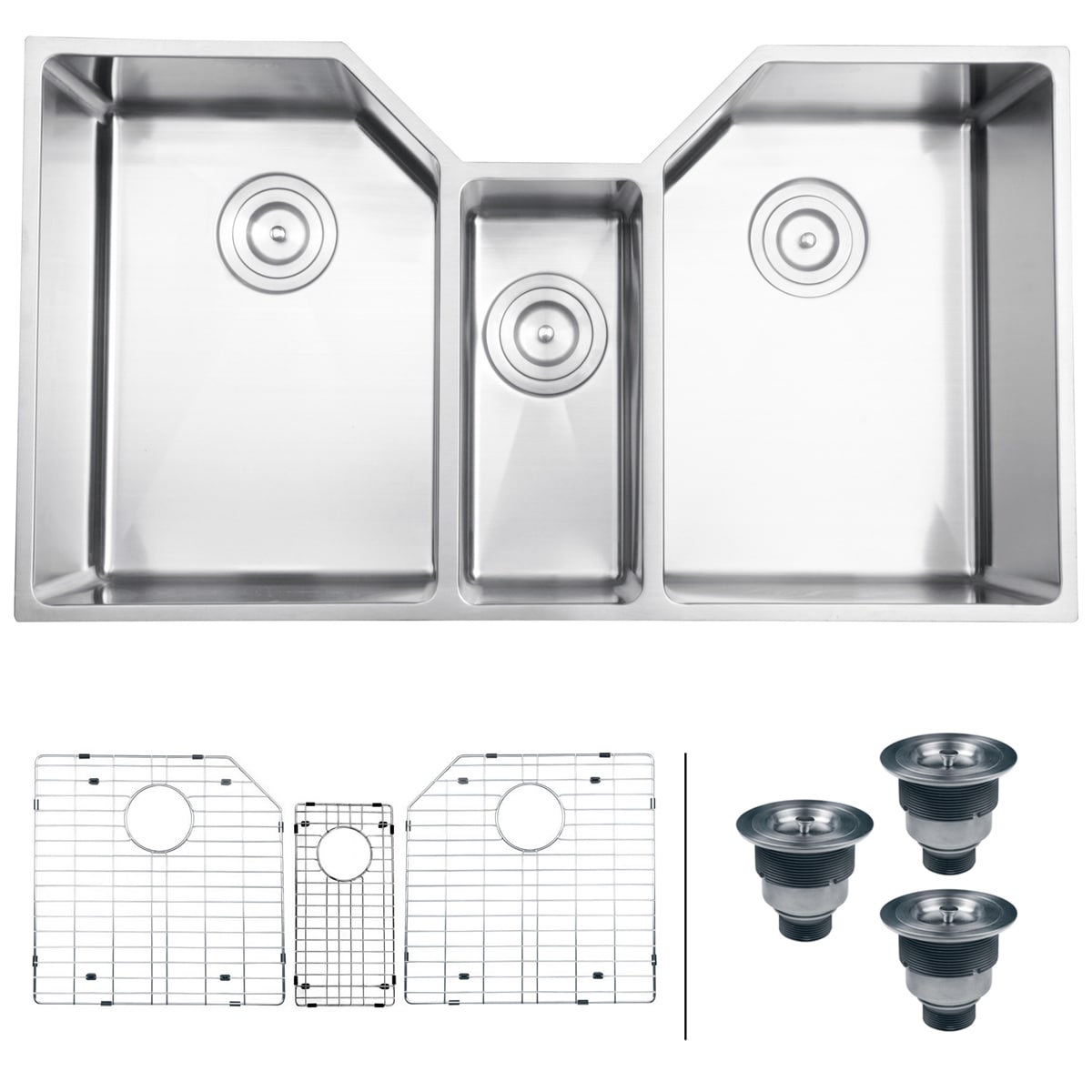 Ruvati Gravena Undermount 35 In X 20 In Brushed Stainless Steel Triple Bowl Kitchen Sink Rvh8500 6376