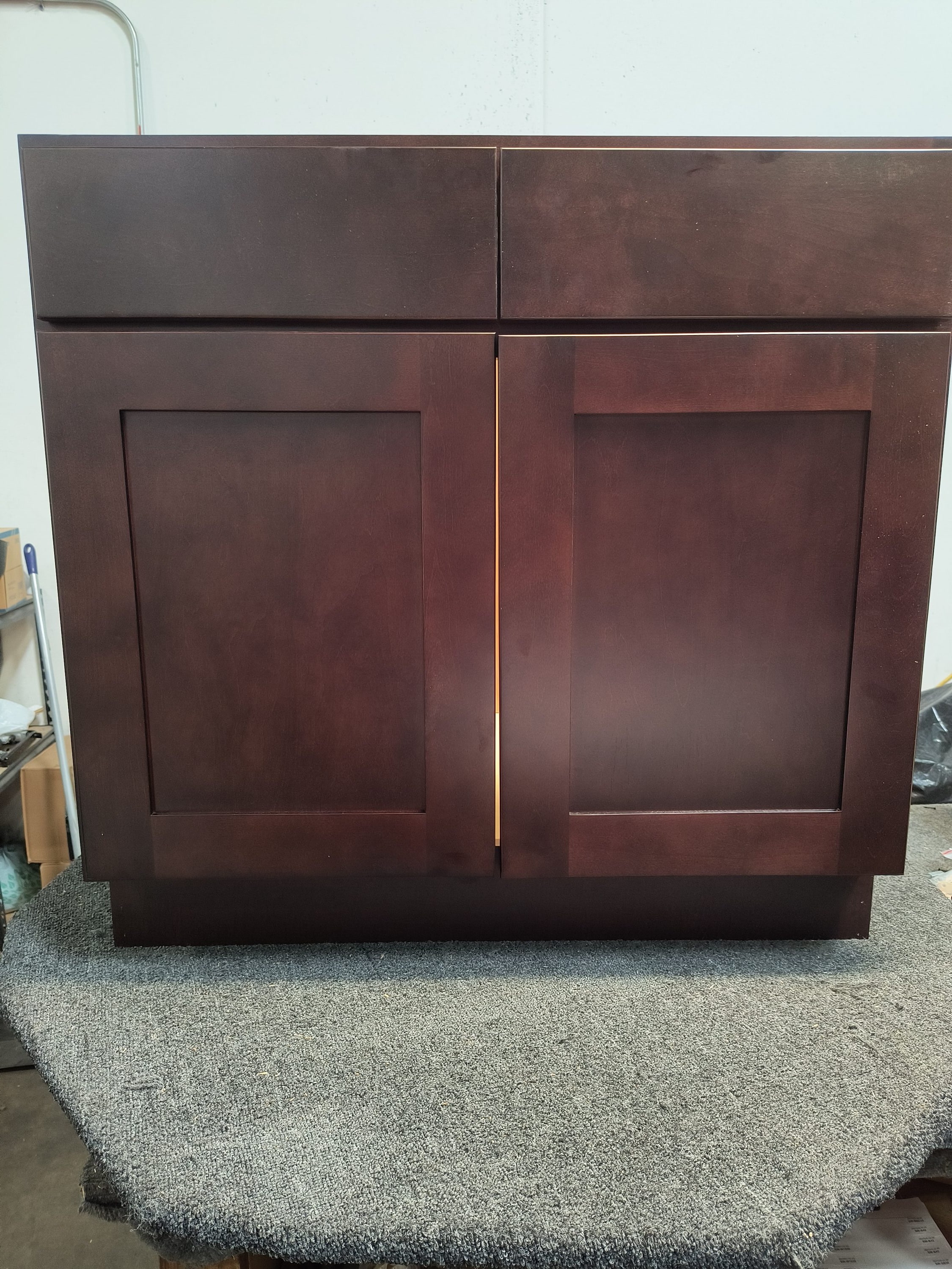 RELIABILT Parkstone 48-in W x 34.5-in H x 24-in D Espresso 2-Drawers Base Fully Assembled Plywood Cabinet (Flat Panel Shaker Style)