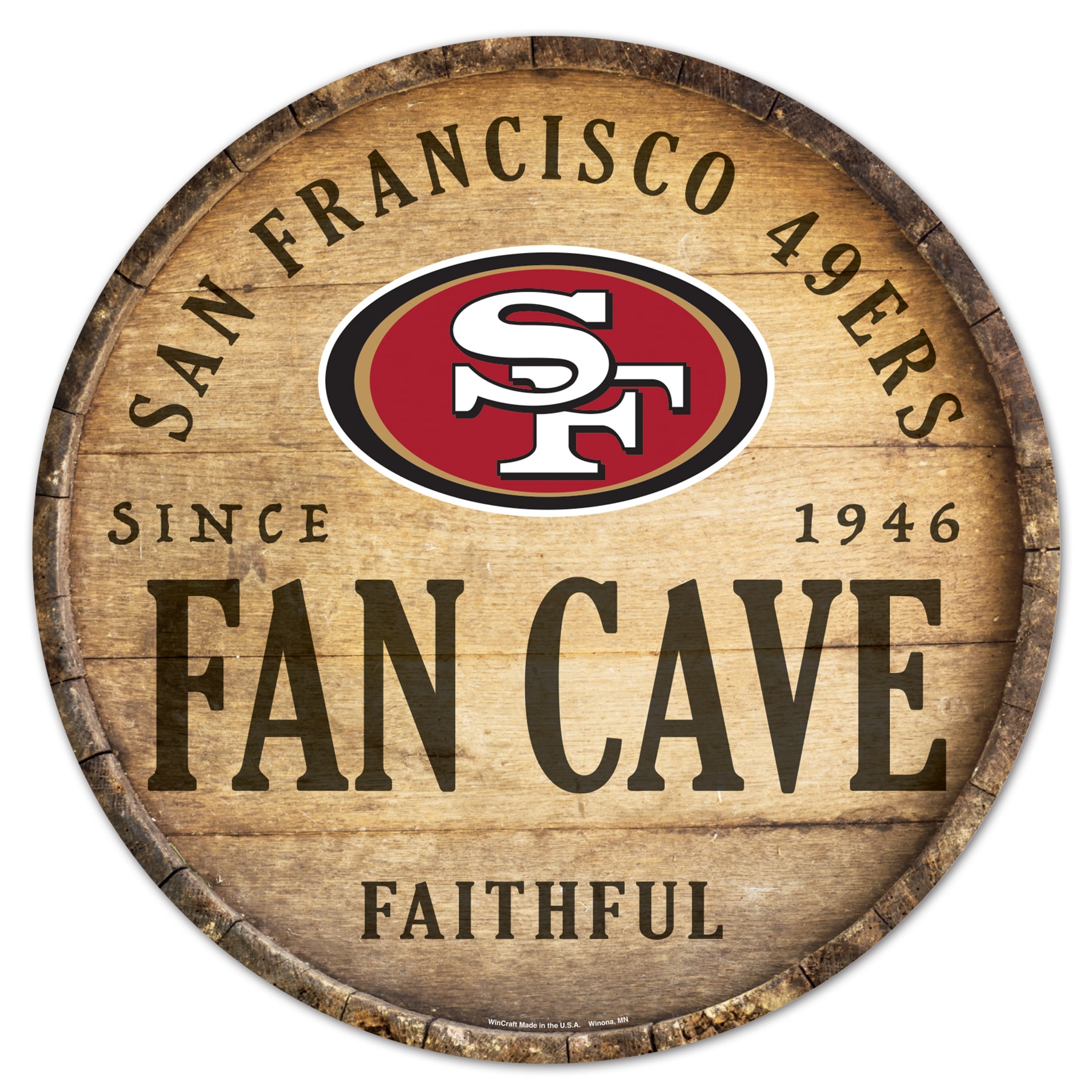 WinCraft Sports NFL FAN CAVE SIGN 14-in x 14-in Wood Residential Sign