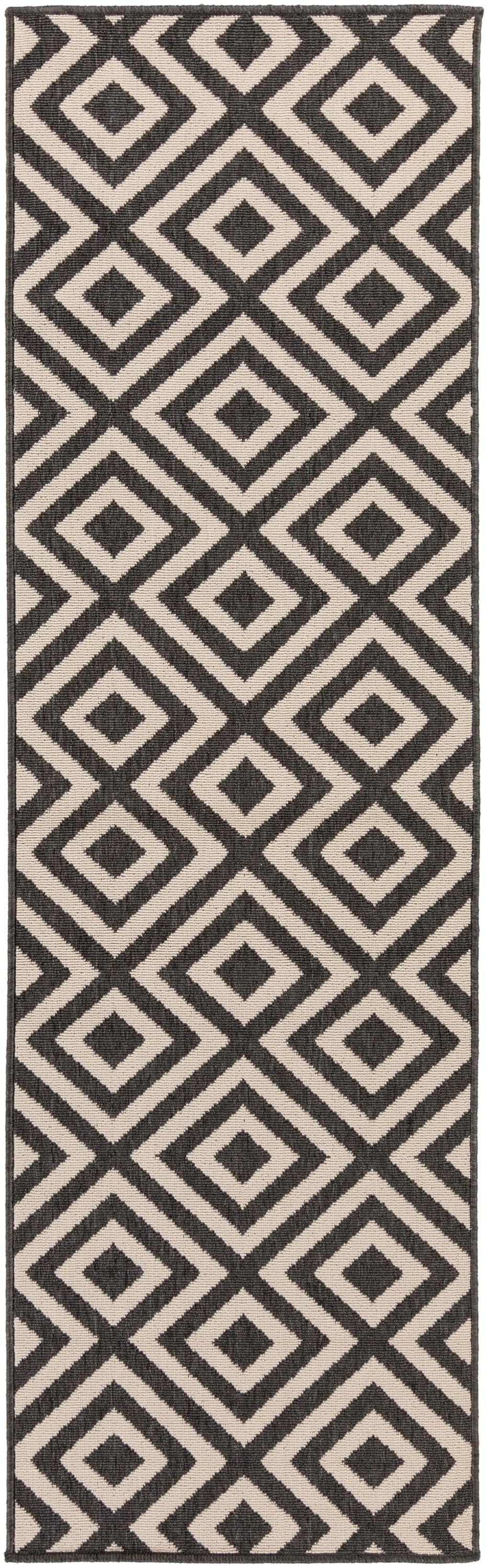 Livabliss ALF9639-23119 Alfresco 2 x 12 (ft) Synthetic Black Rectangular Indoor Trellis Bohemian/Eclectic Runner rug