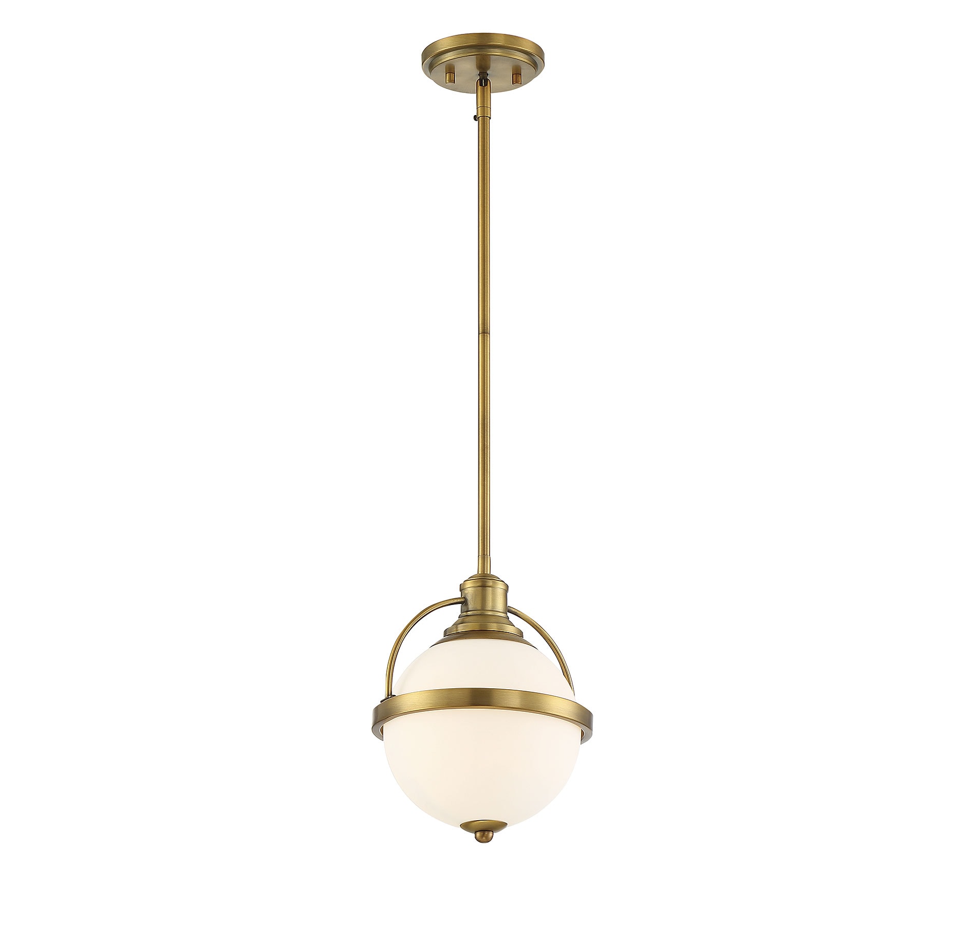 Westbourne Warm Brass Mini Pendant with White Opal Glass