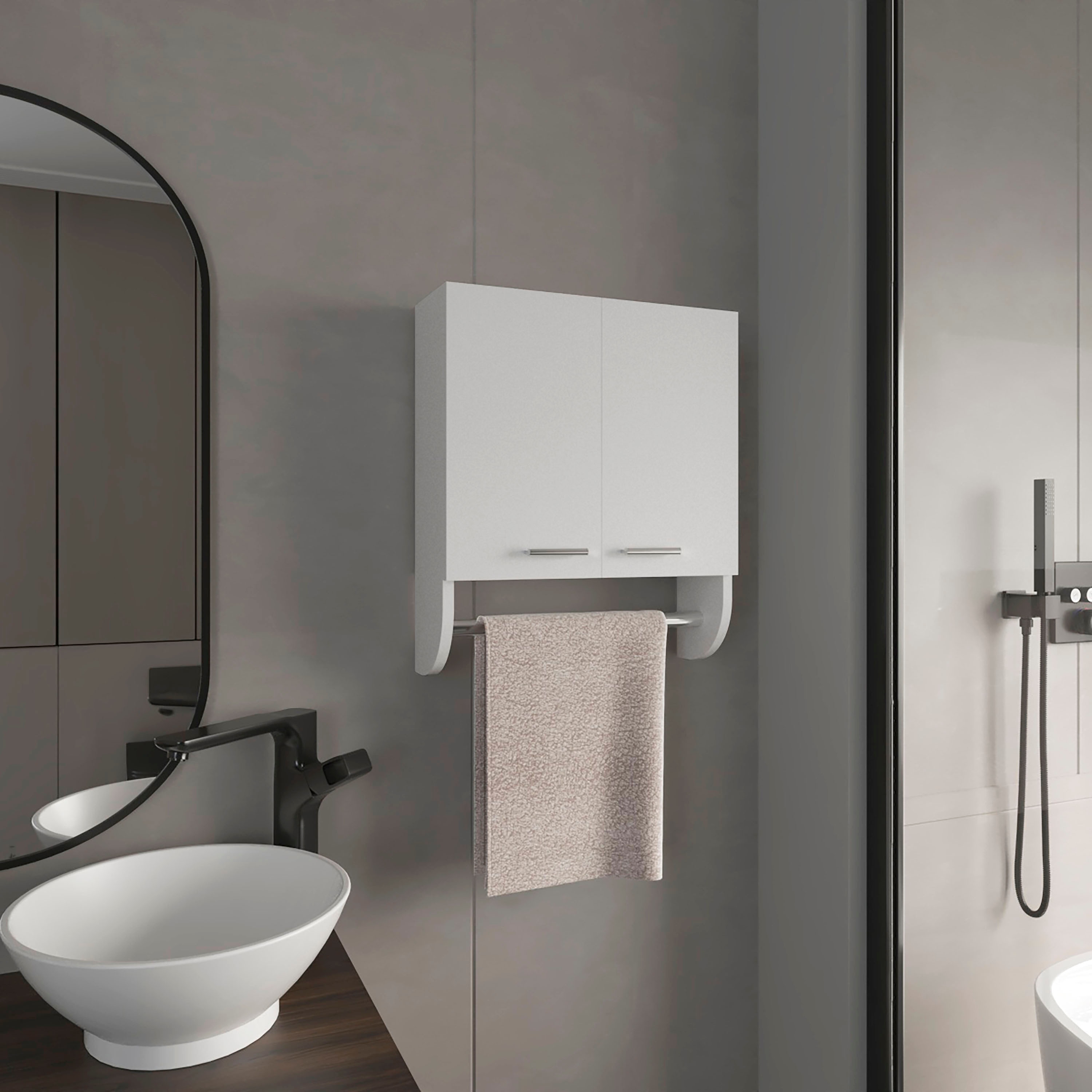 ZAKLOOP 20.30-inch White Wall-Mount Medicine Cabinet with Mirror Bathroom Wall Storage