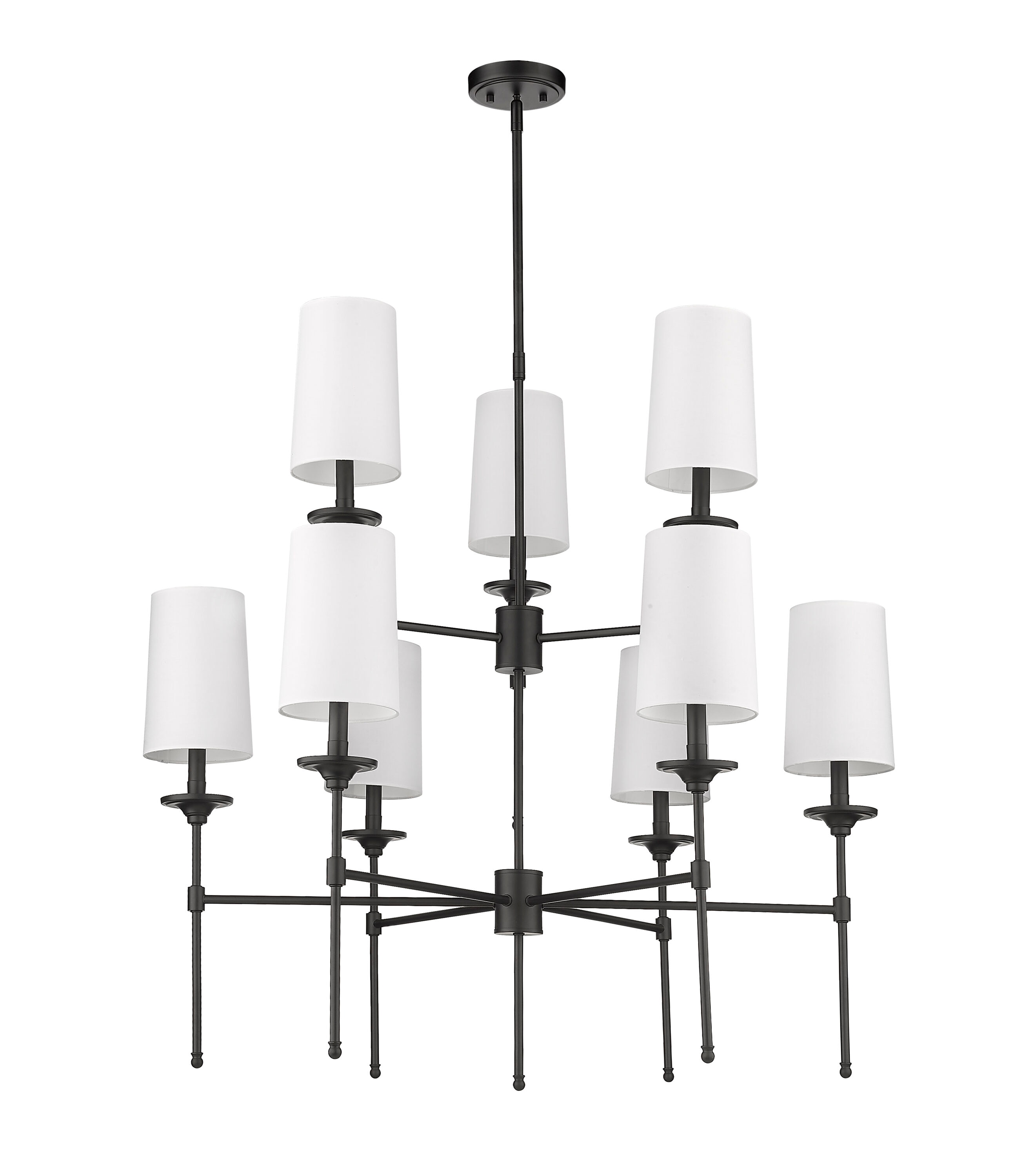Emily Matte Black 9-Light Transitional Tiered Chandelier