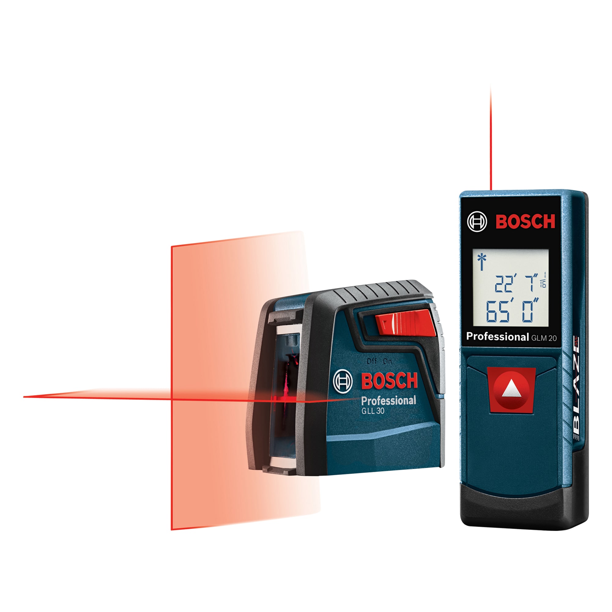 Bosch 30 ft. Indoor Laser Level w/ BLAZE 65 ft. Outdoor Laser Distance Measurer