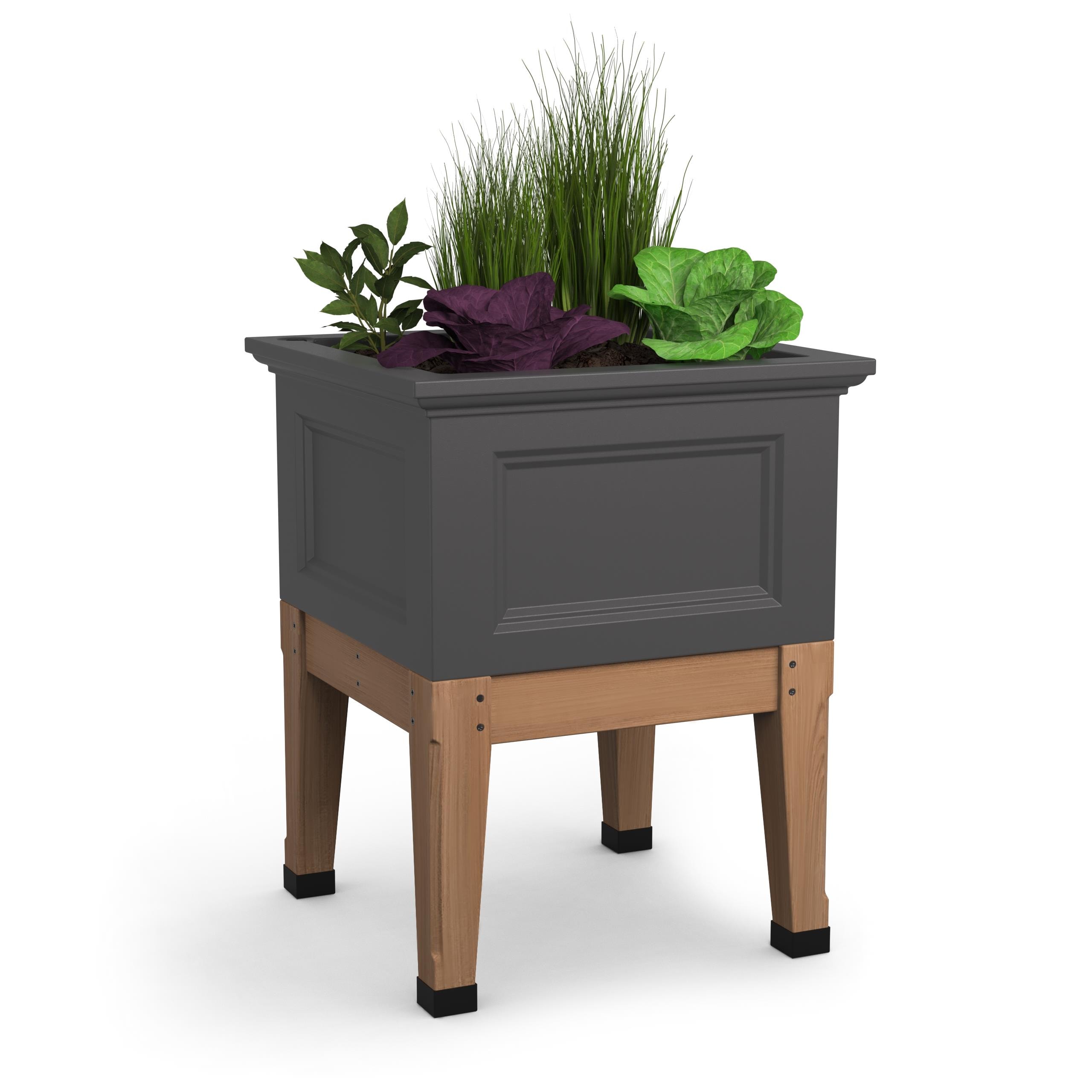 Mayne 4888-GRG 2.11-cu ft 24-in W x 24-in L x 30-in H Elevated Graphite Gray Plastic Raised Garden Bed