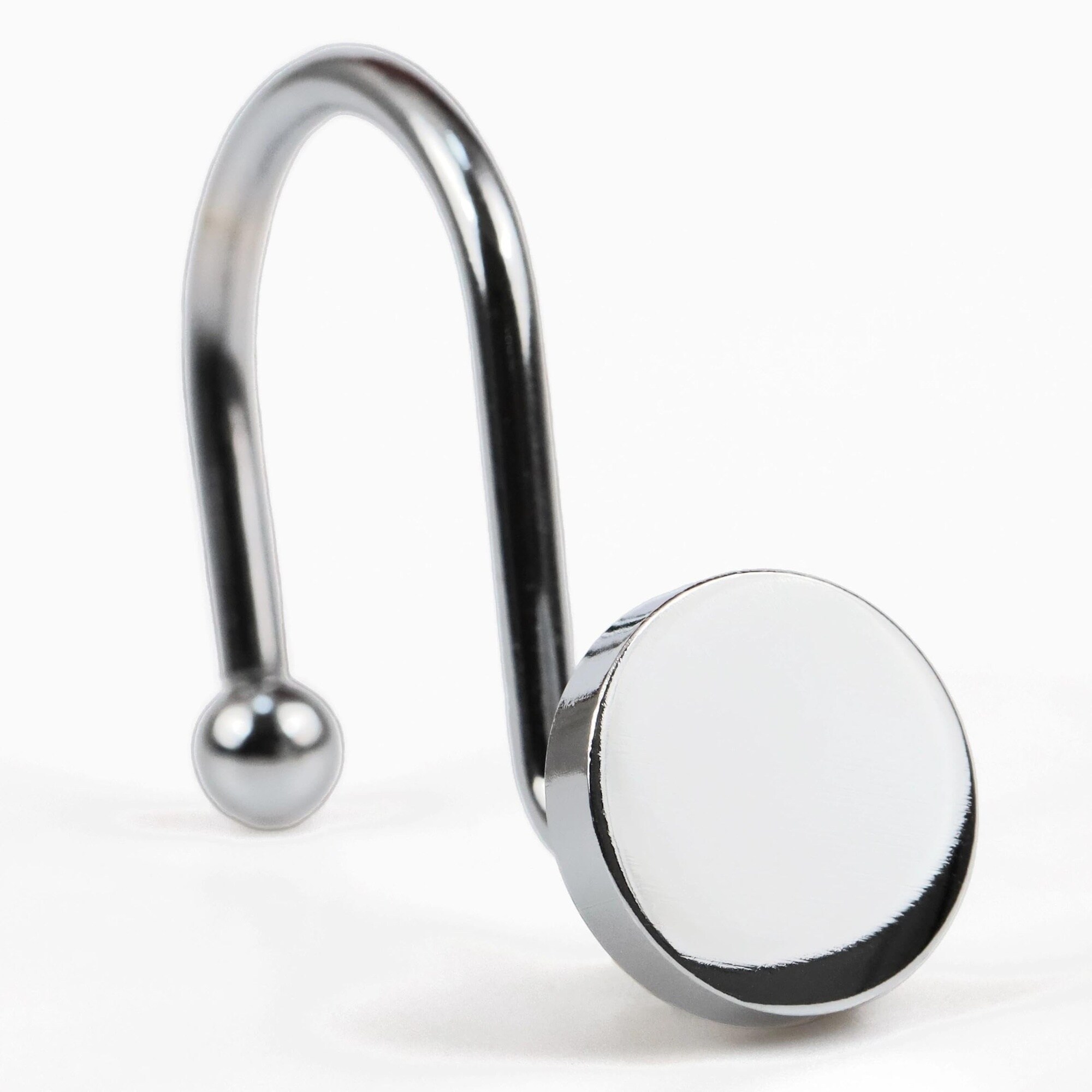 KIWDZFU  Chrome Shower Curtain Hooks Set of 12 Silver Round Button Design Heavy Metal Shower Curtain Rings for Bathroom durable home and garden