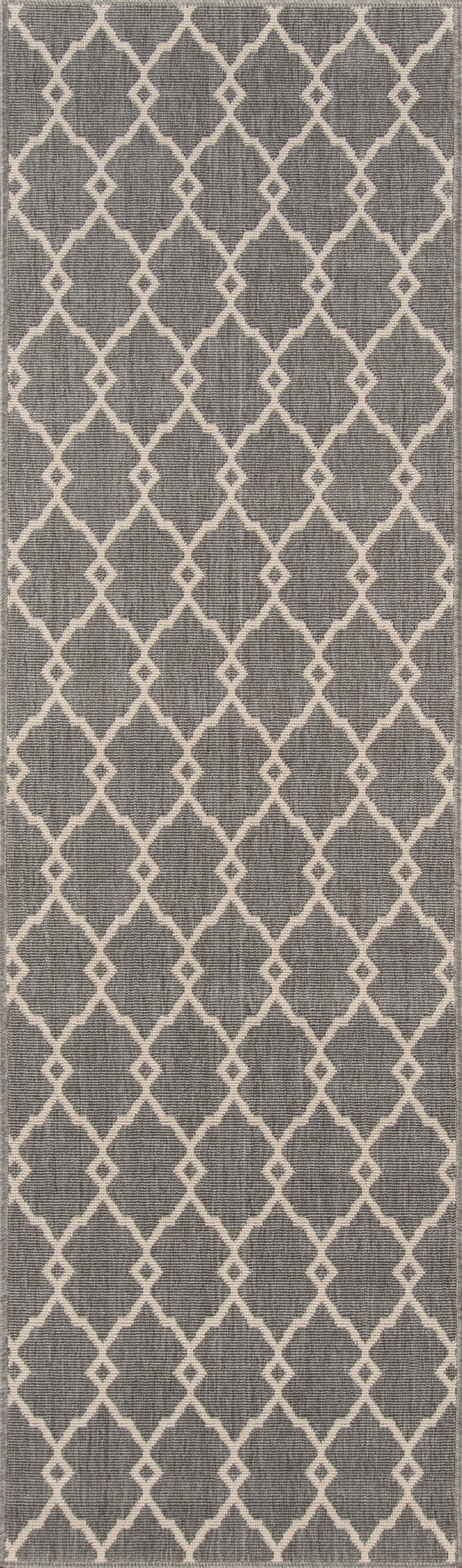 Momeni BAJA0BAJ-2GRY2376 Baja 2 x 7 (ft) Polypropylene Grey Rectangular Indoor/Outdoor Trellis Runner rug