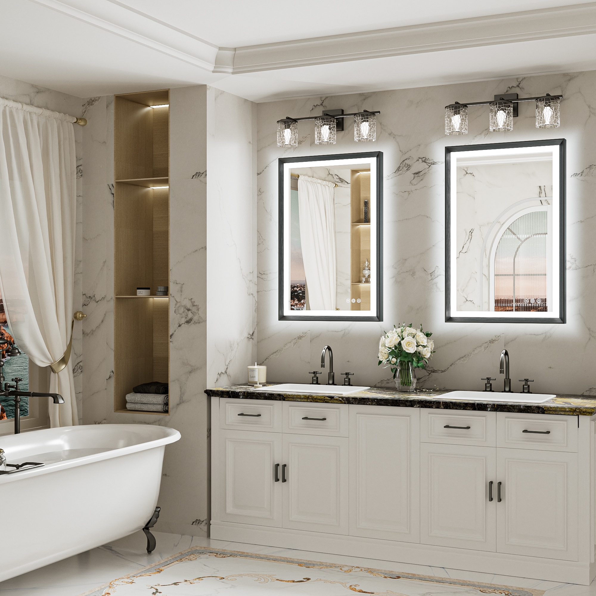 Keonjinn LW-ZBGSSW-6191BK Framed-Bath-Mirrors - View #2