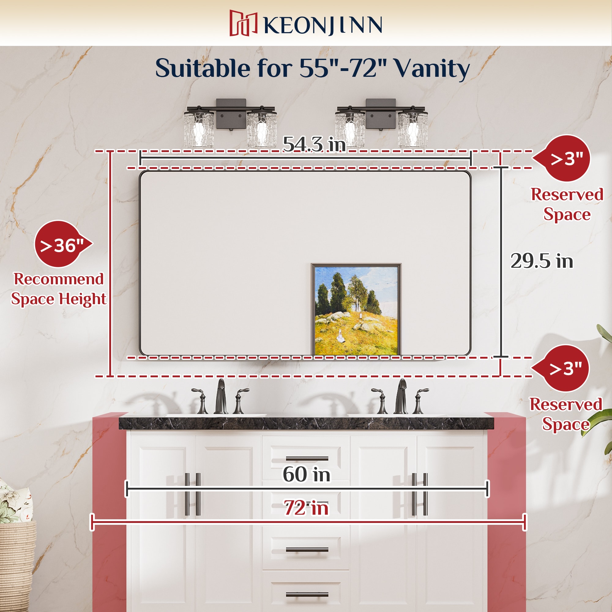 Keonjinn LW-JSKYJ2-13875BK Decor-Mirrors - View #3