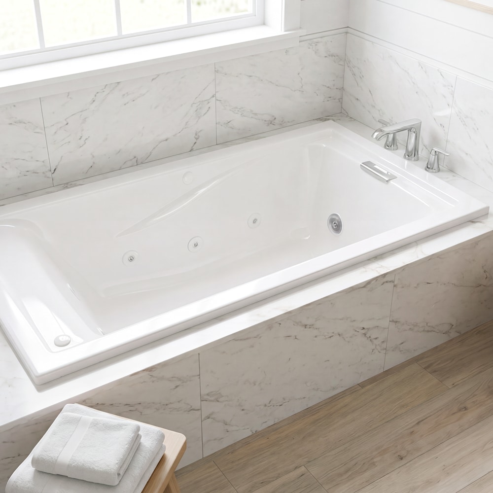 American Standard Evolution 36-in x 60-in White Acrylic Rectangle Drop-in Soaking Bathtub ( Reversible Drain )