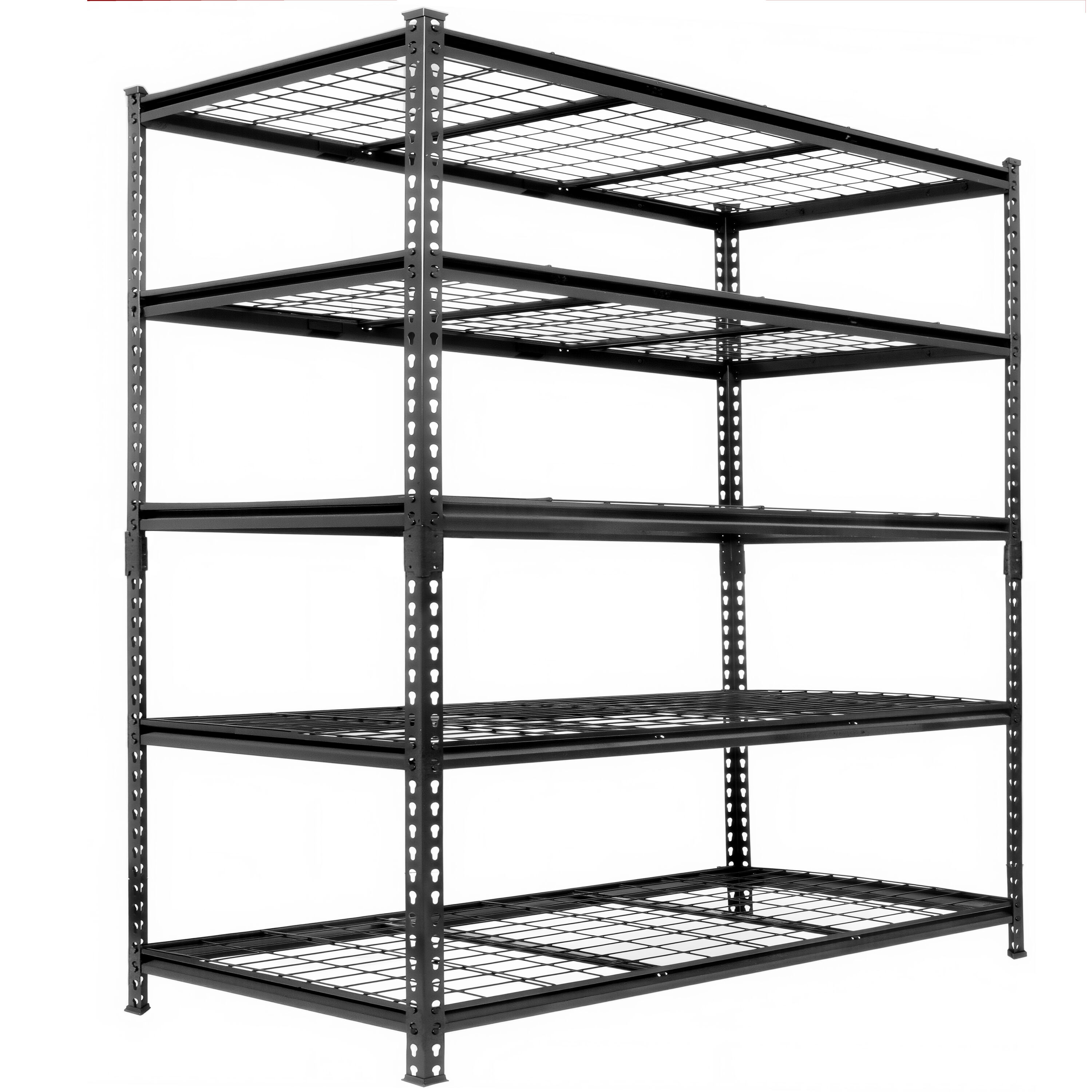 Blisstyle 5 Tier Heavy Duty Metal Shelving Unit 48 InchW x 24 InchD x72 InchH Adiustable Storage Rack Boltless Assembly 4000 lbs Total Load Capacity for Garage Basement Warehouse.Workshop Black
