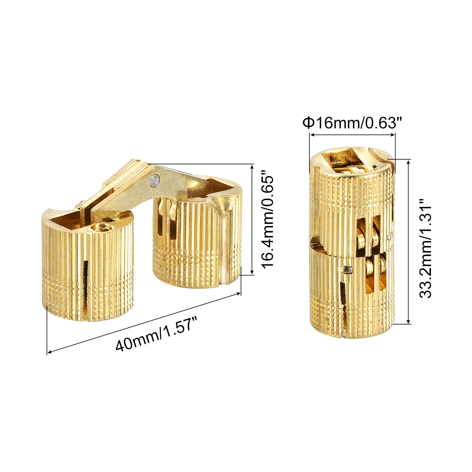 Unique Bargains 16mm Brass Barrel Hinges Hidden Invisible Concealed ...