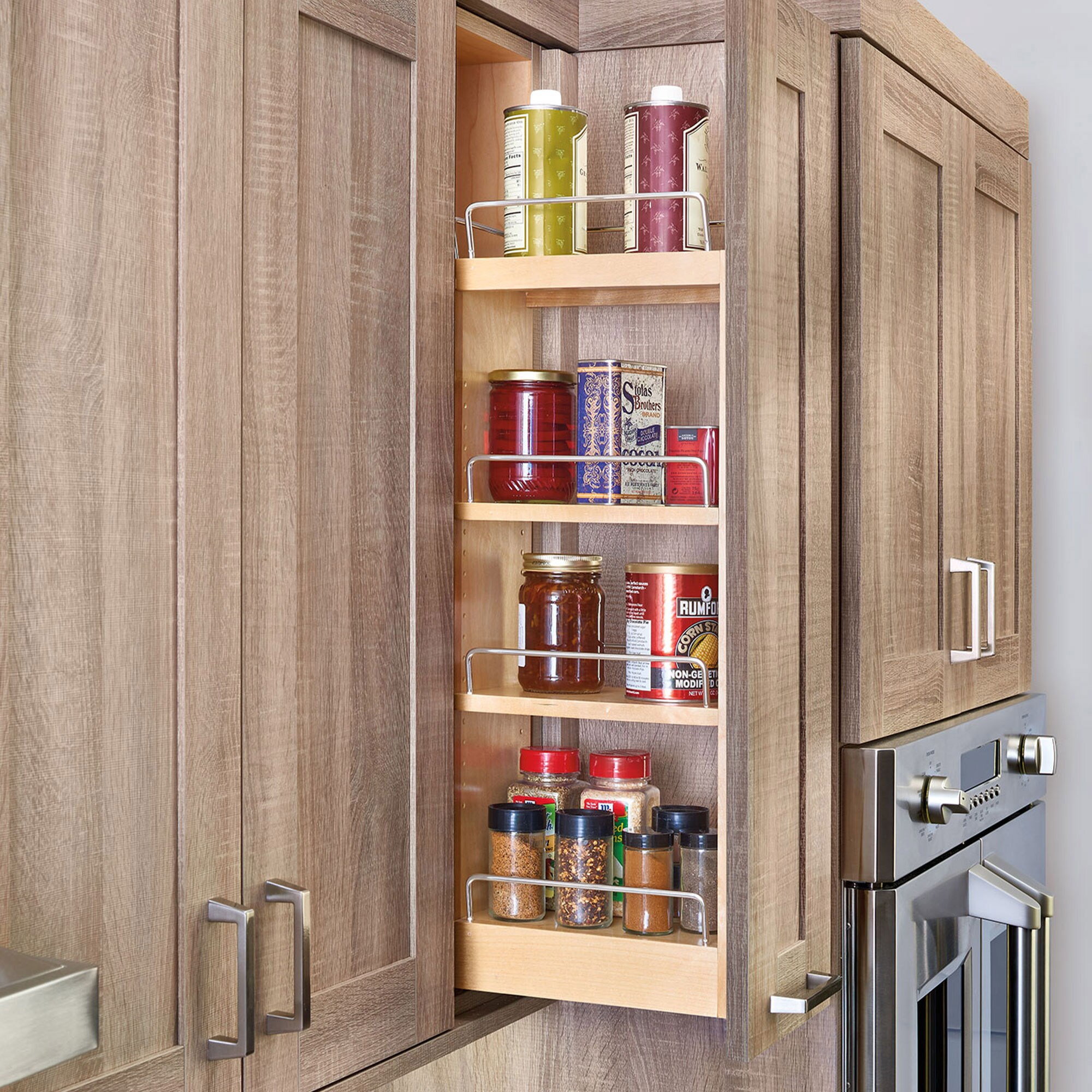 Rev-A-Shelf 11.66-in W x 18.87-in H 4-Tier Cabinet-mount Wood Soft Close  Pull-out Under-sink Organizer