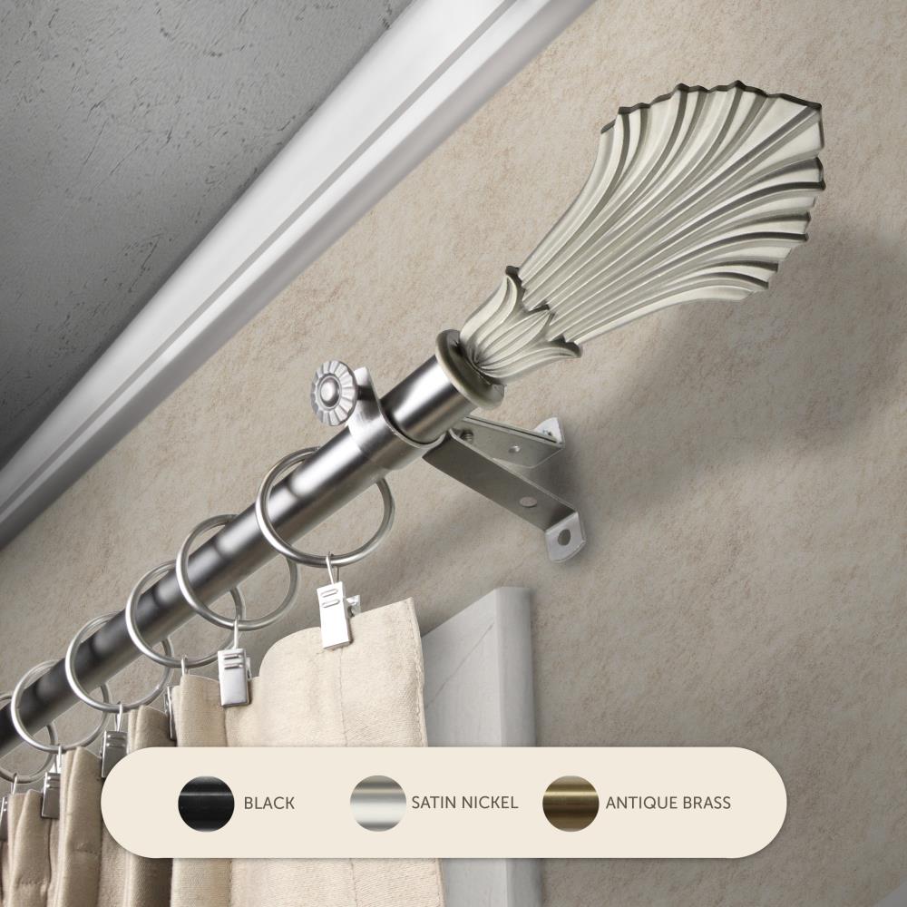Hart & Harlow L4824-485 13/16-in Sherli 48-in to 84-in Satin nickel Steel Single curtain rod with Finials