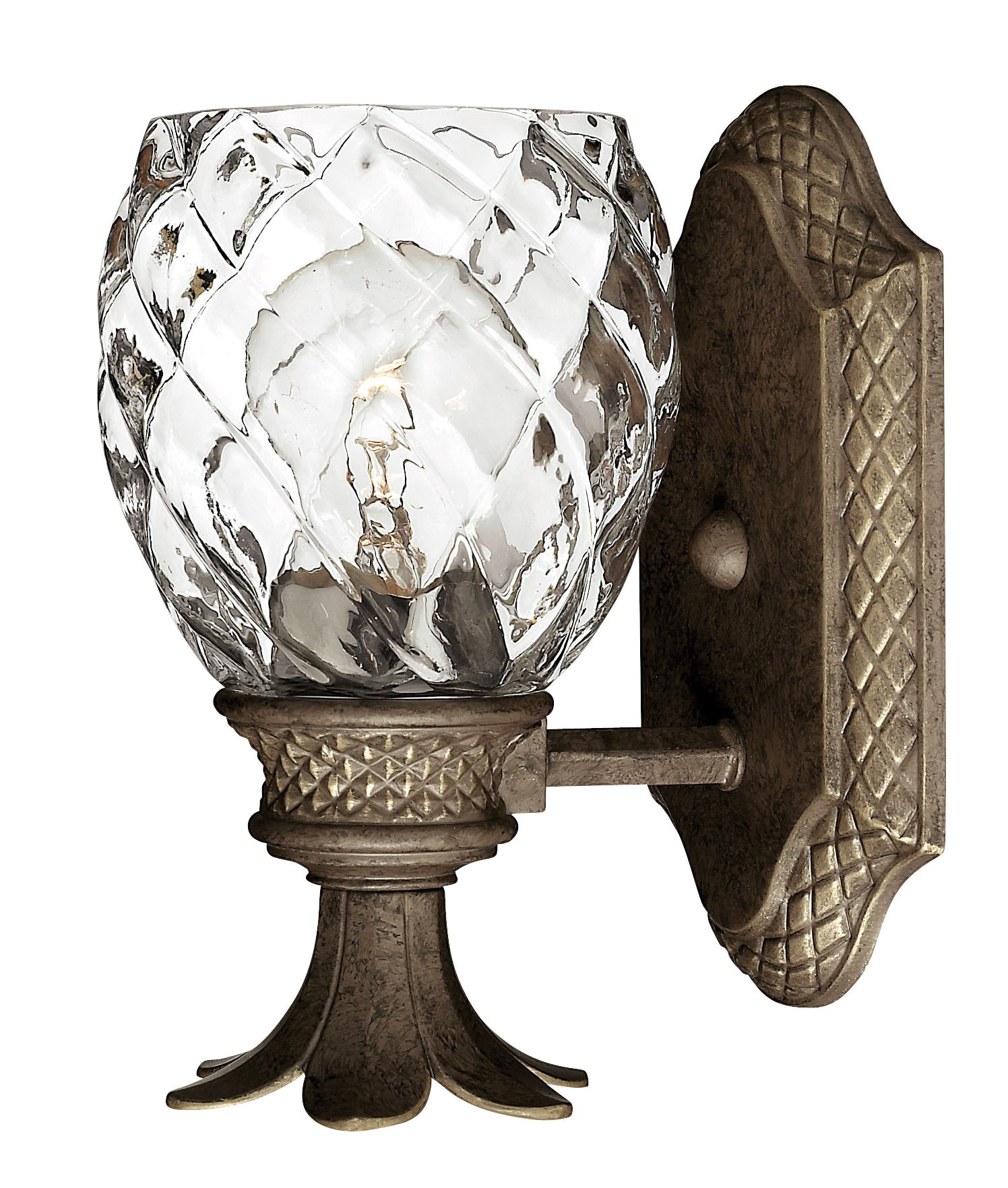 Pearl Bronze Clear Optic Glass Outdoor Wall Sconce