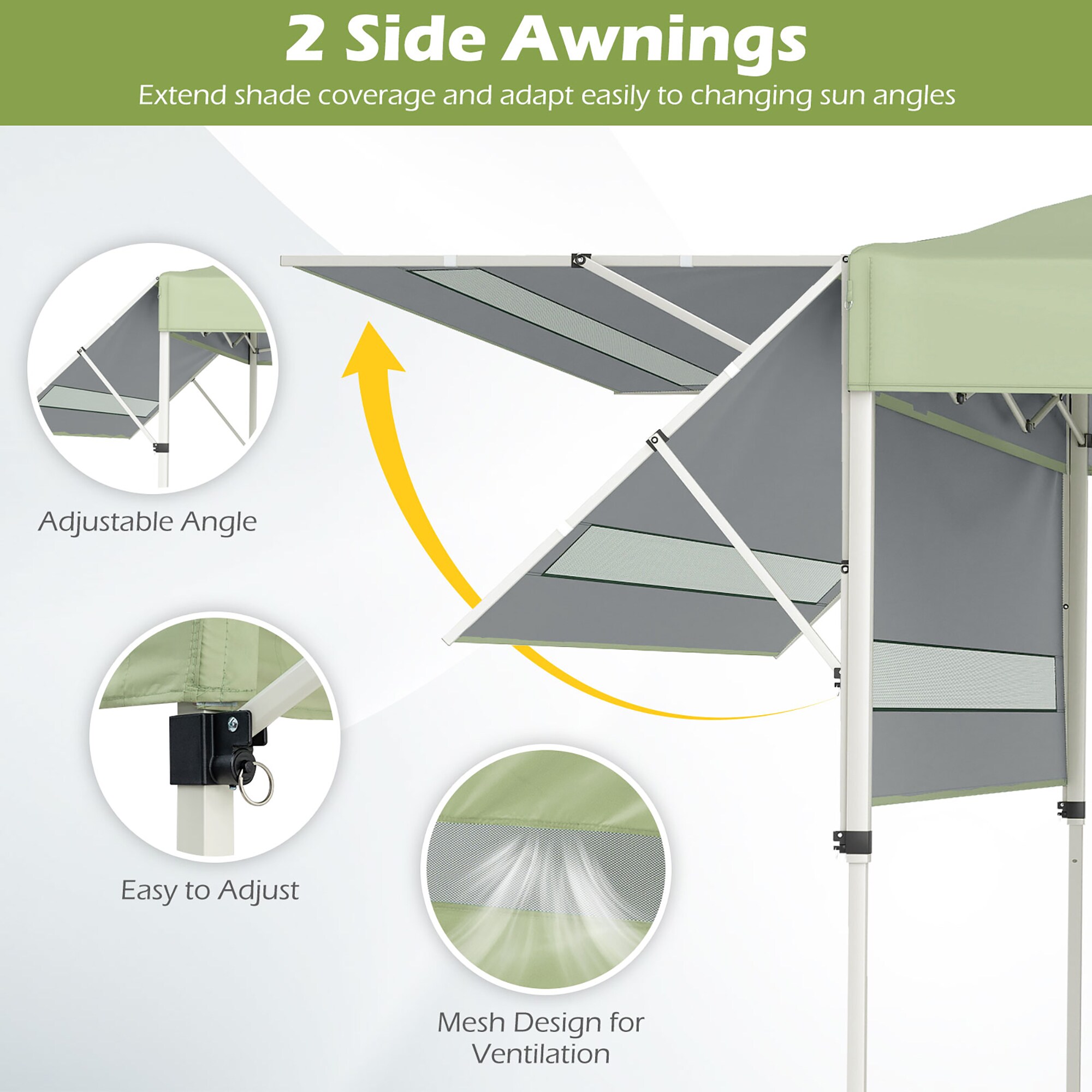 Costway 17-ft x 10-ft Rectangle Green Pop-up canopy in the Canopies ...