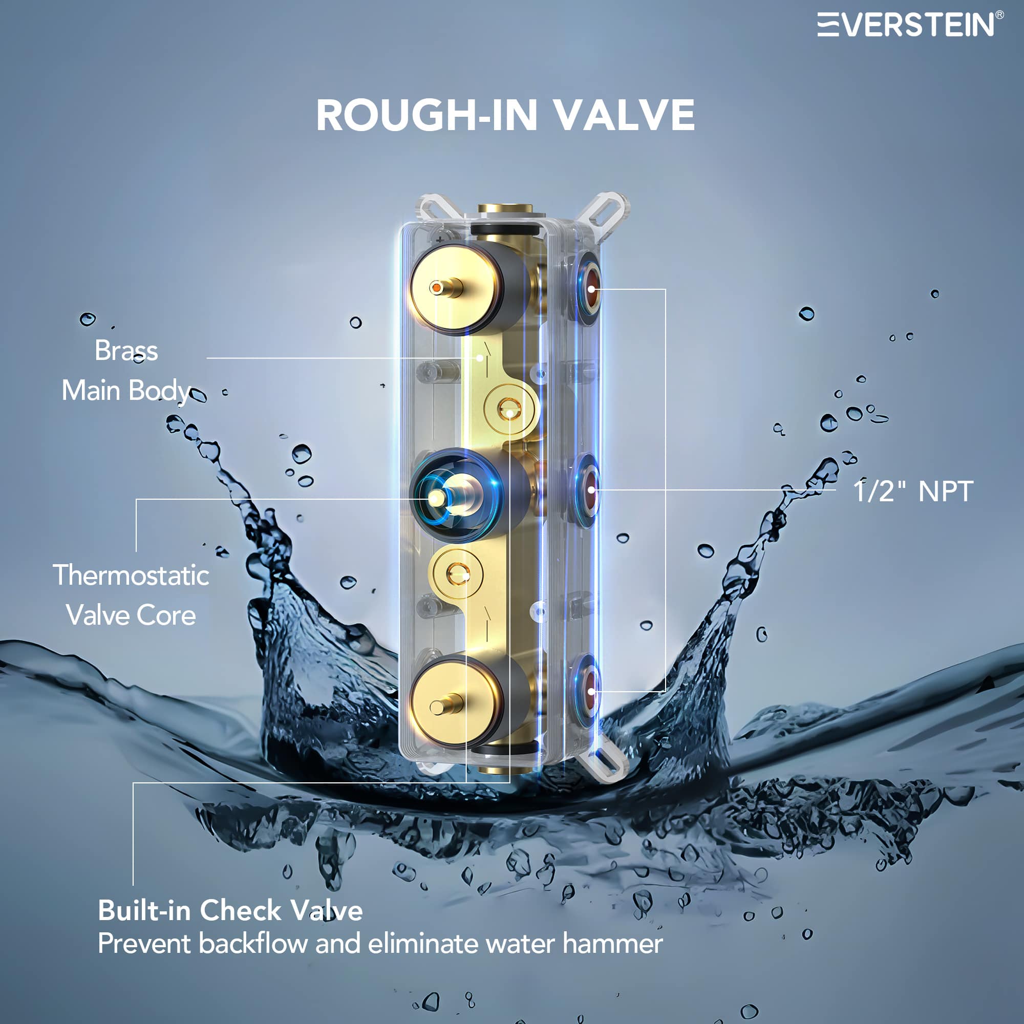 EVERSTEIN SFS-1016A-BK12 Showerhead-Bar-Panels - View #9