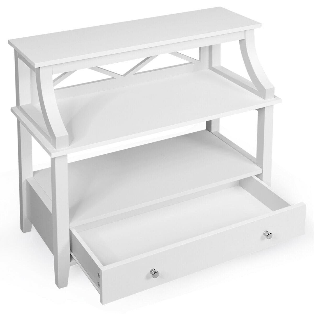 Costway OGY02597  14-in W x 31-in H White Wood Rectangular Modern End Table with Storage Assembly Required