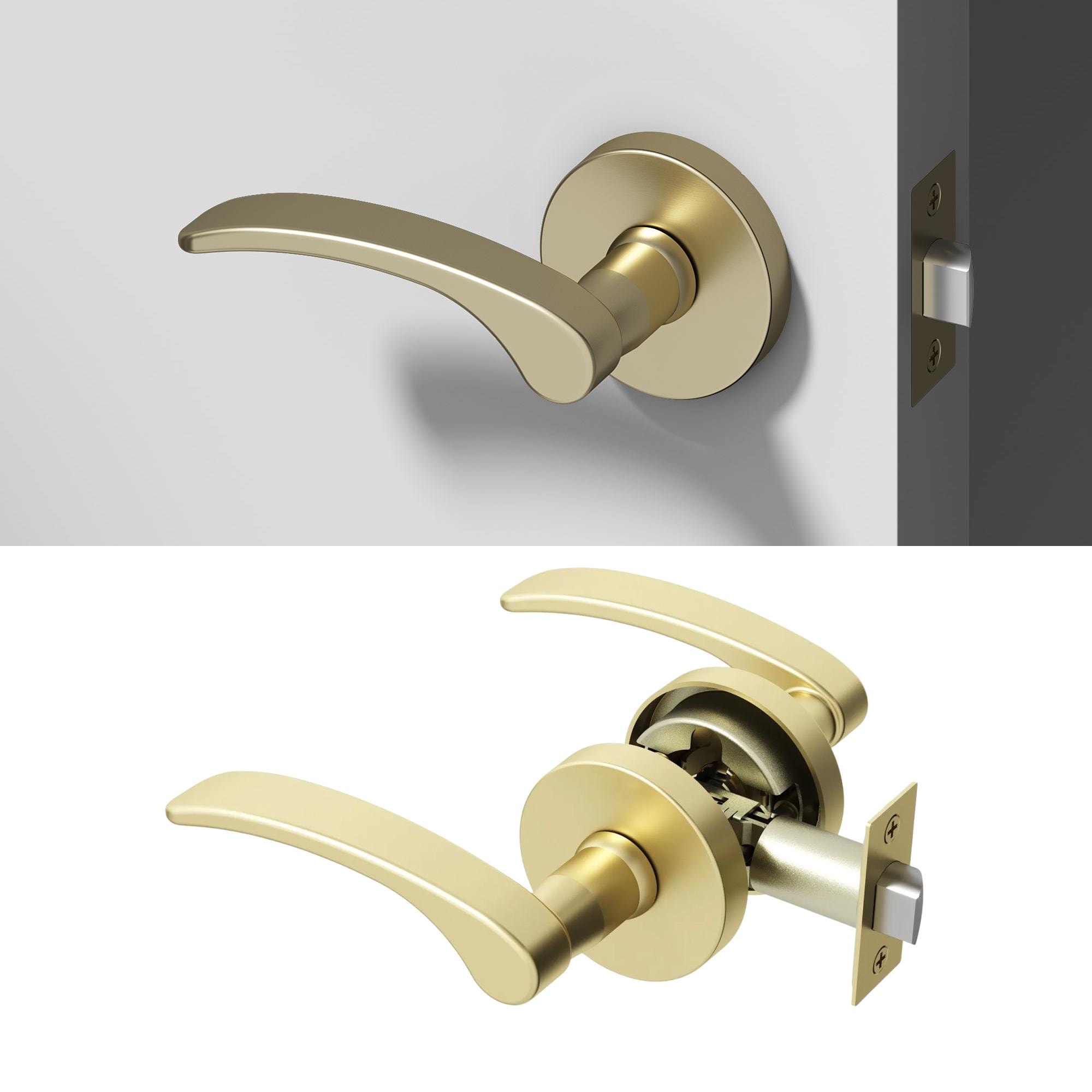 OKUN Brook Brushed Champagne Gold Interior or Hall/Closet Passage Door Handle