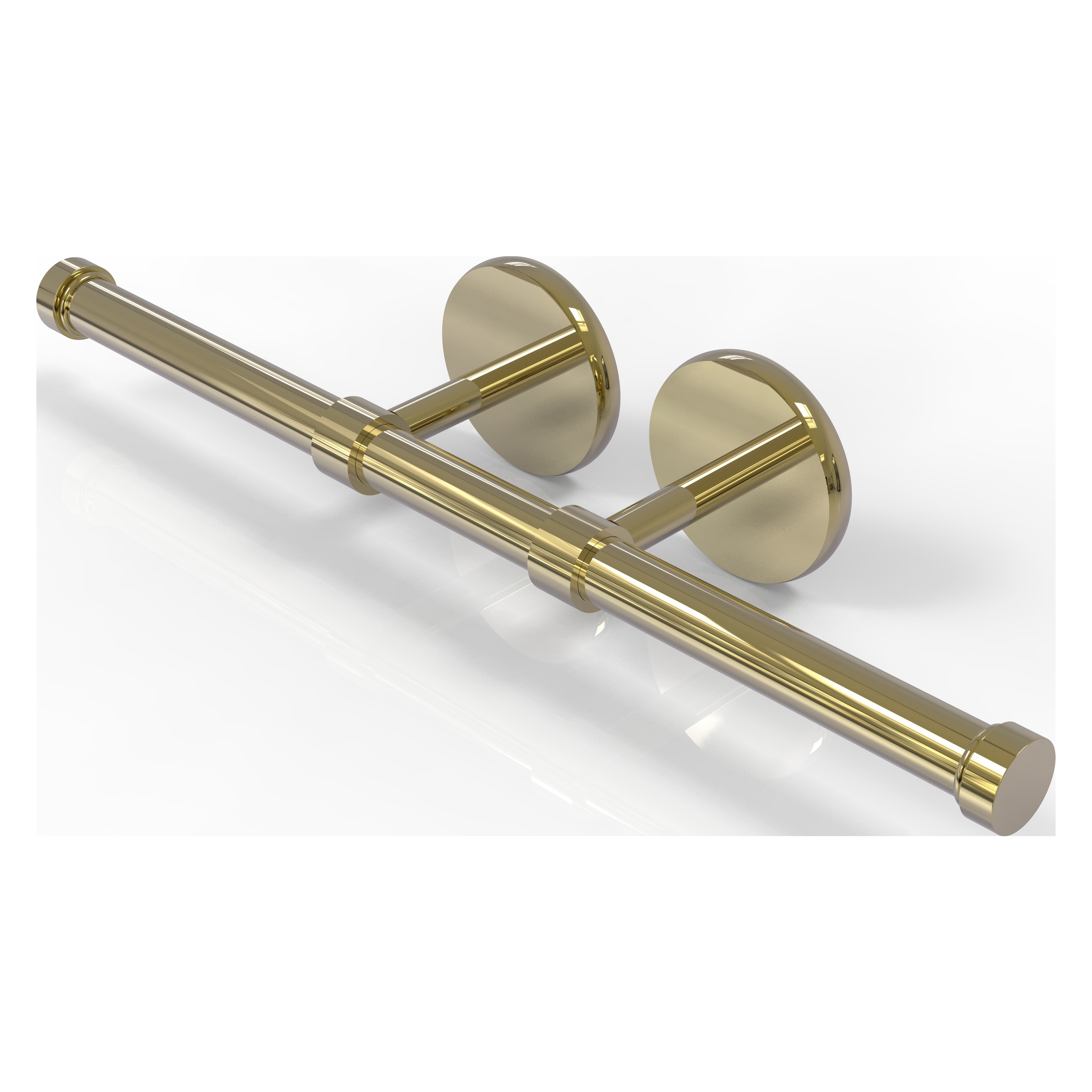 Allied Brass P1000-24-2-UNL Prestige Skyline Unlacquered Brass Wall mount Double post Toilet Paper Holder 2 -Rolls with Storage