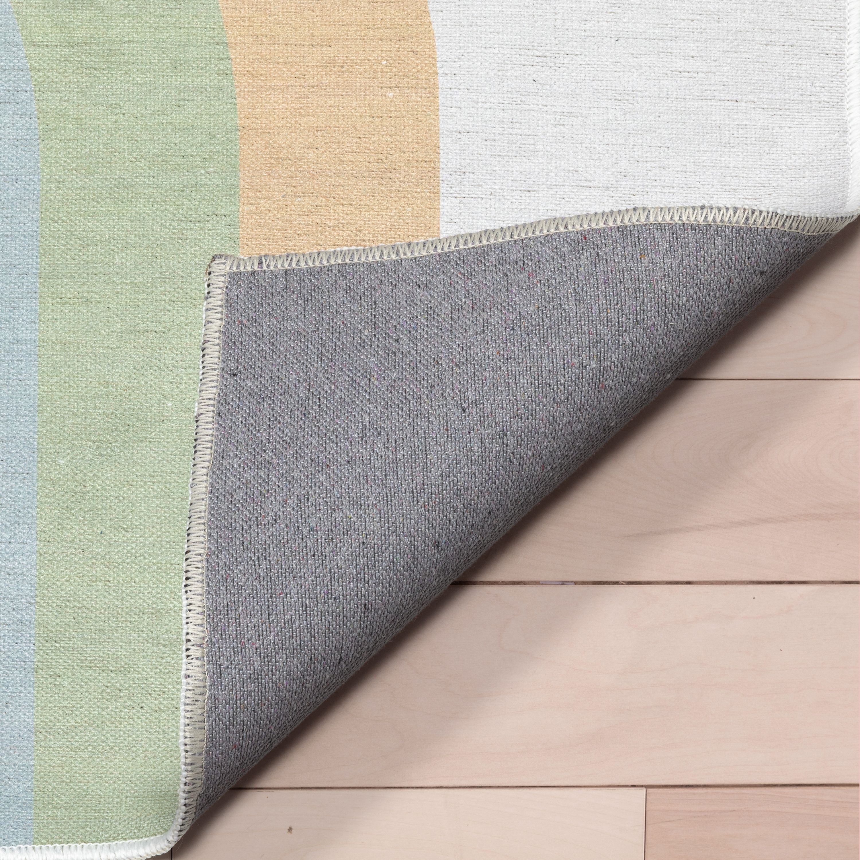 Multicolor Rainbow Watercolor Chenille Kids Area Rug 3'3" x 5'