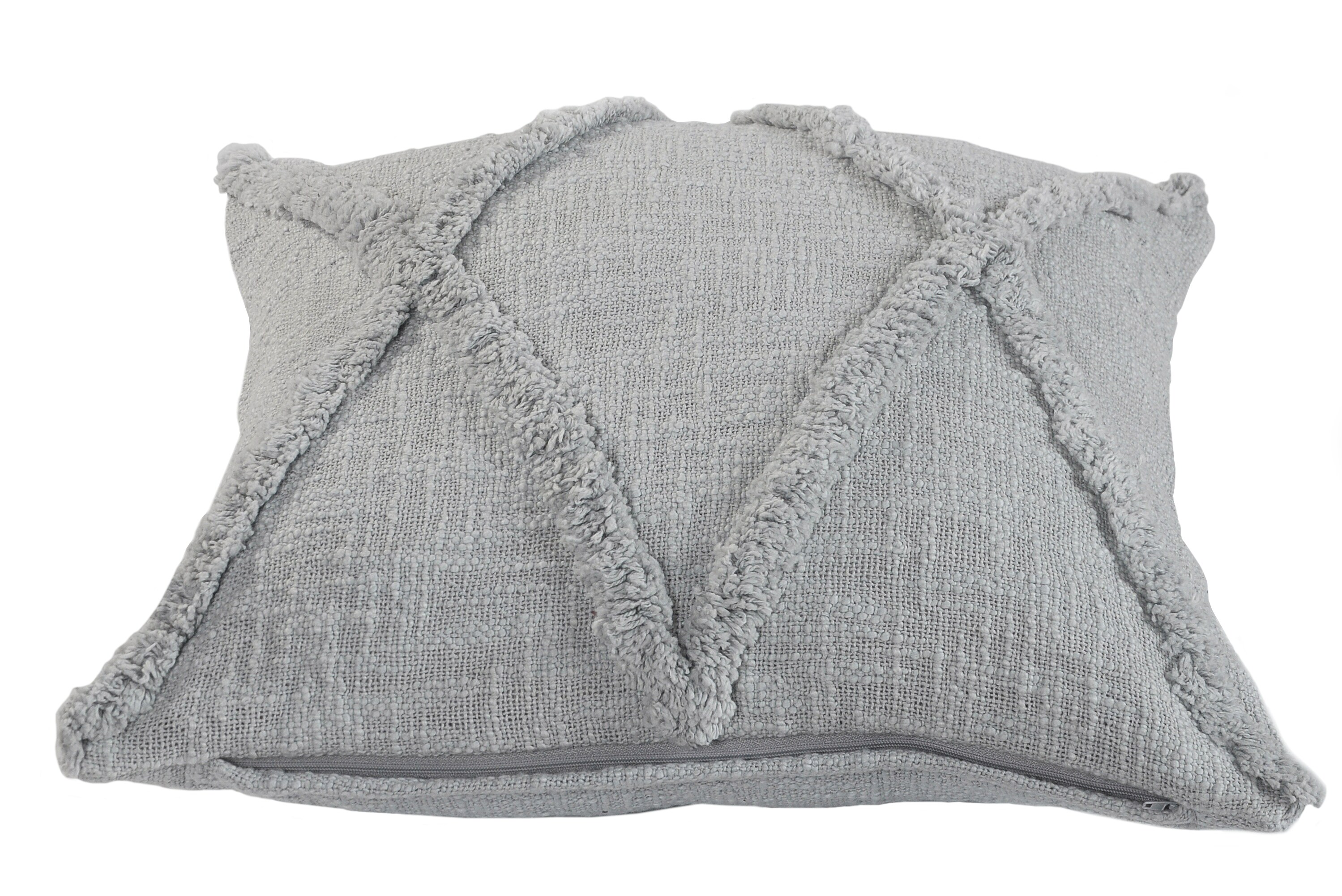 Gray Diamond Tufted Cotton Square Throw Pillow, 18"