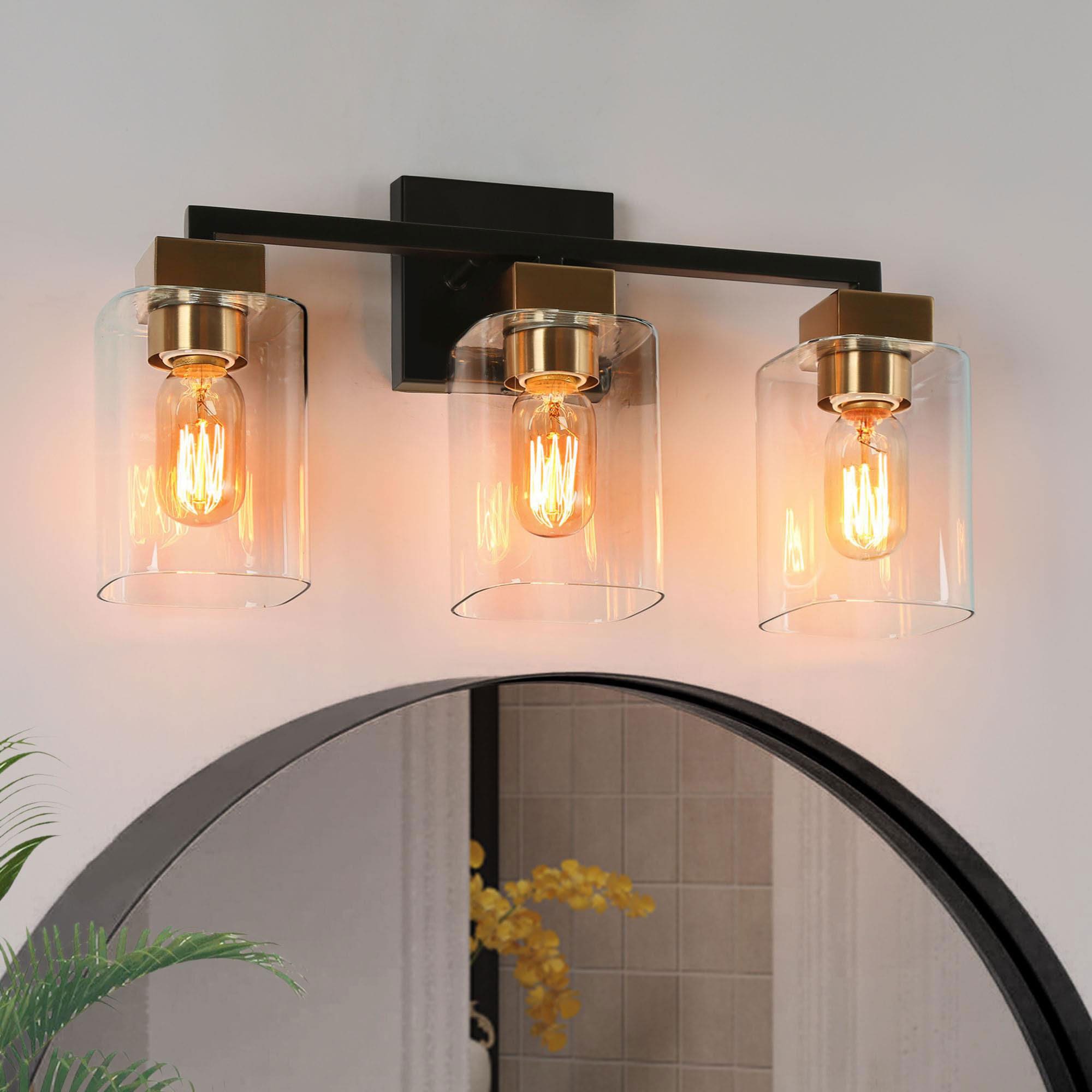 ZEVNI L3QFR6FFW02W3S88 Lustrio 18-in 3 -Light Matte Black Modern/contemporary Vanity light bar
