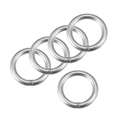 Unique Bargains 304 Stainless Steel Welded O Ring 40mm(1.57Inch) Outer Dia. 6mm Thickness 5pcs
